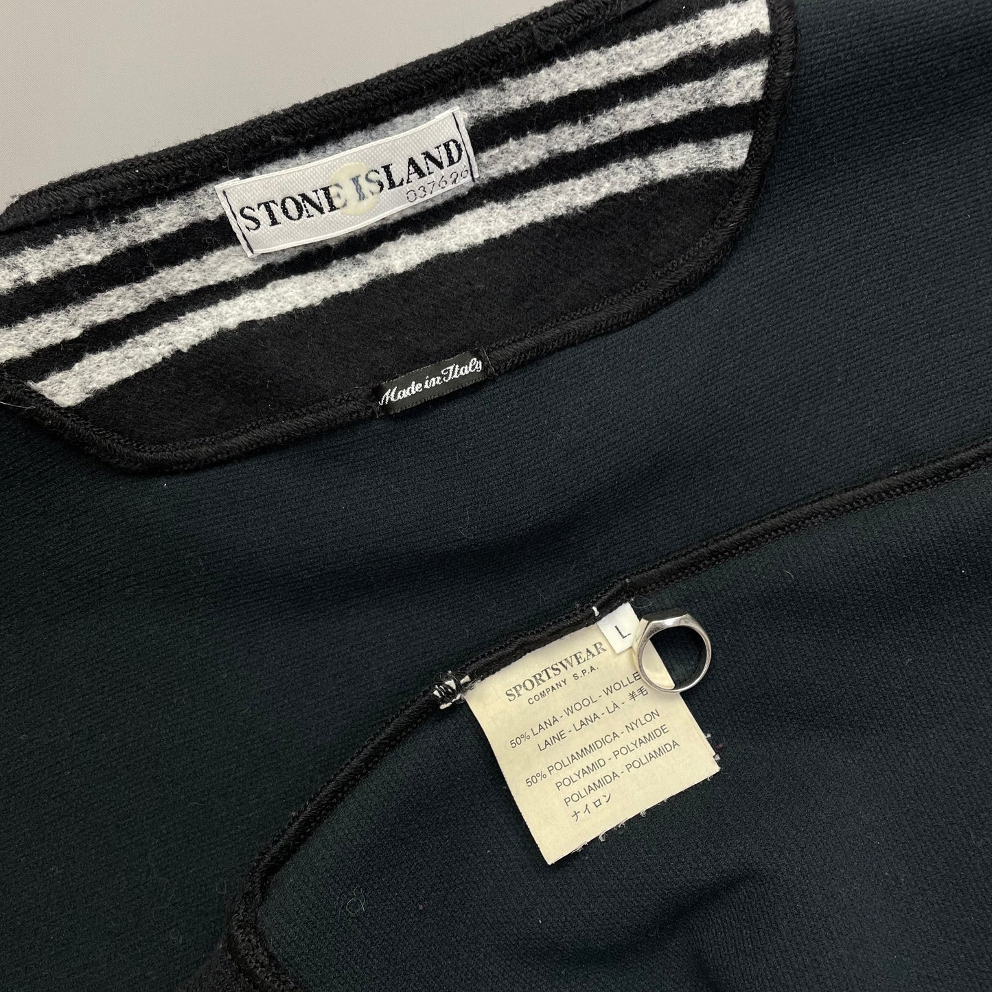 Stone Island Ribbed Knit Black Jumper AW00