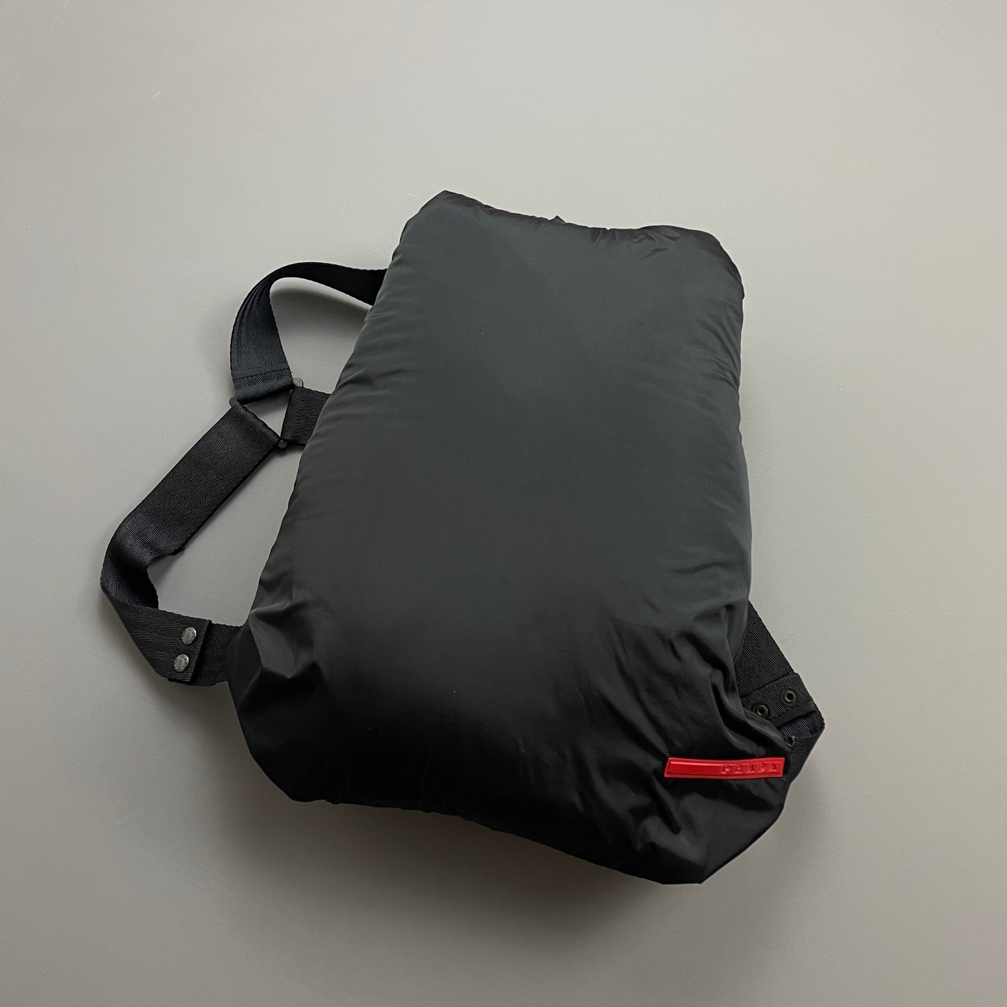 Prada Sport Black AW99 Nylon Padded Technical Packable Harness Backback Jacket