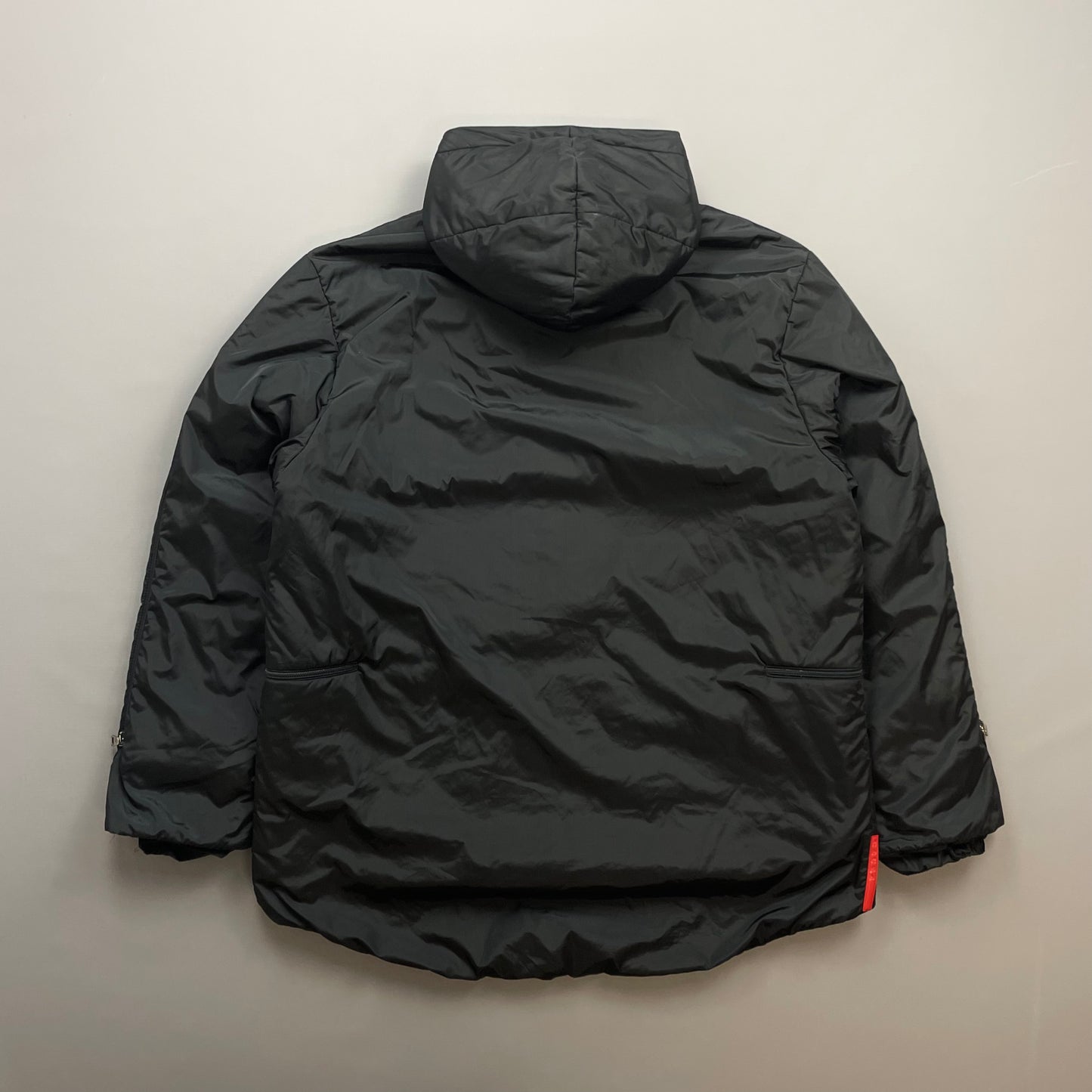 Prada Sport Black AW99 Nylon Padded Technical Packable Harness Backback Jacket
