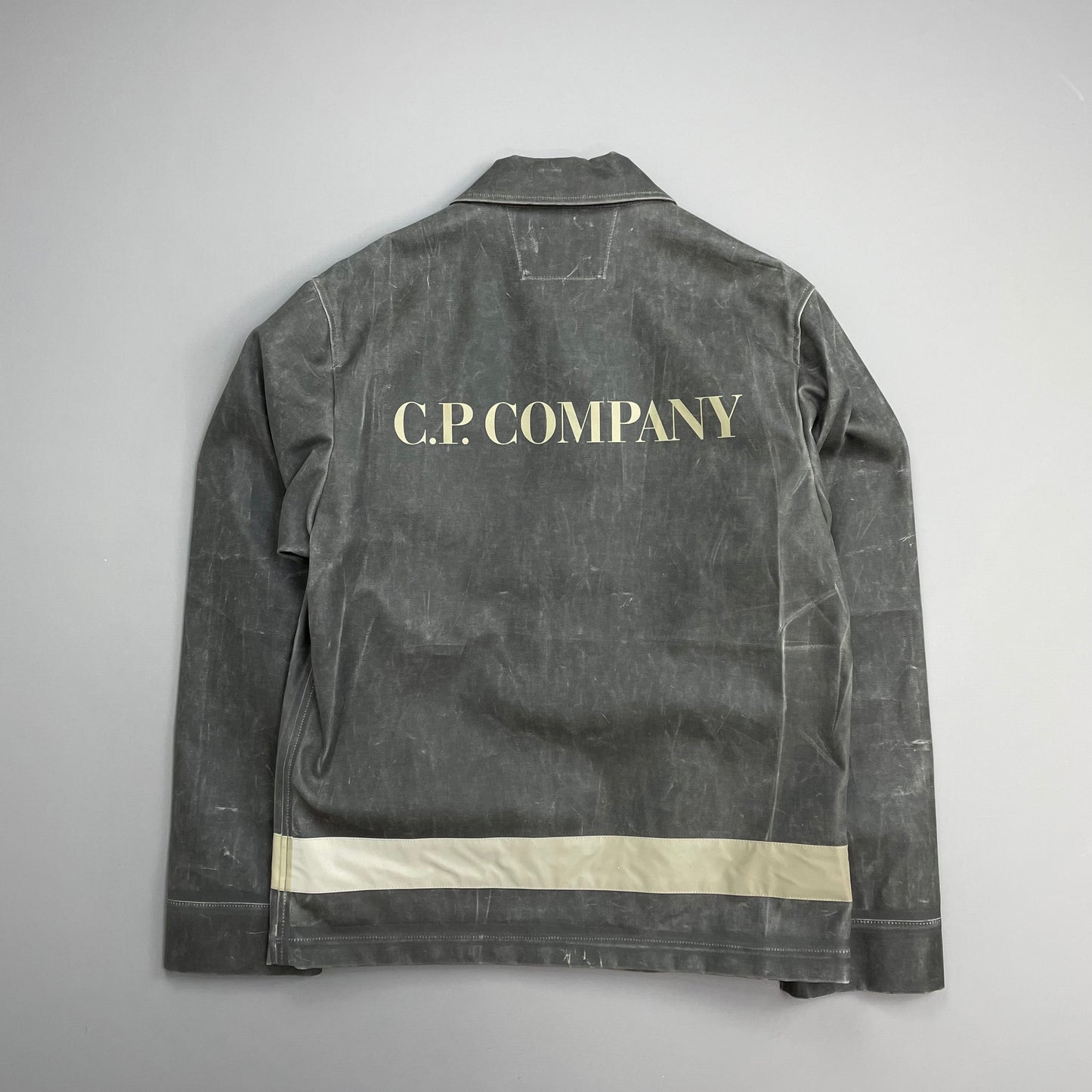 C.P. Company Grey AW24 Toob Resin Coated Wool/Nylon Spellout 3M Jacket