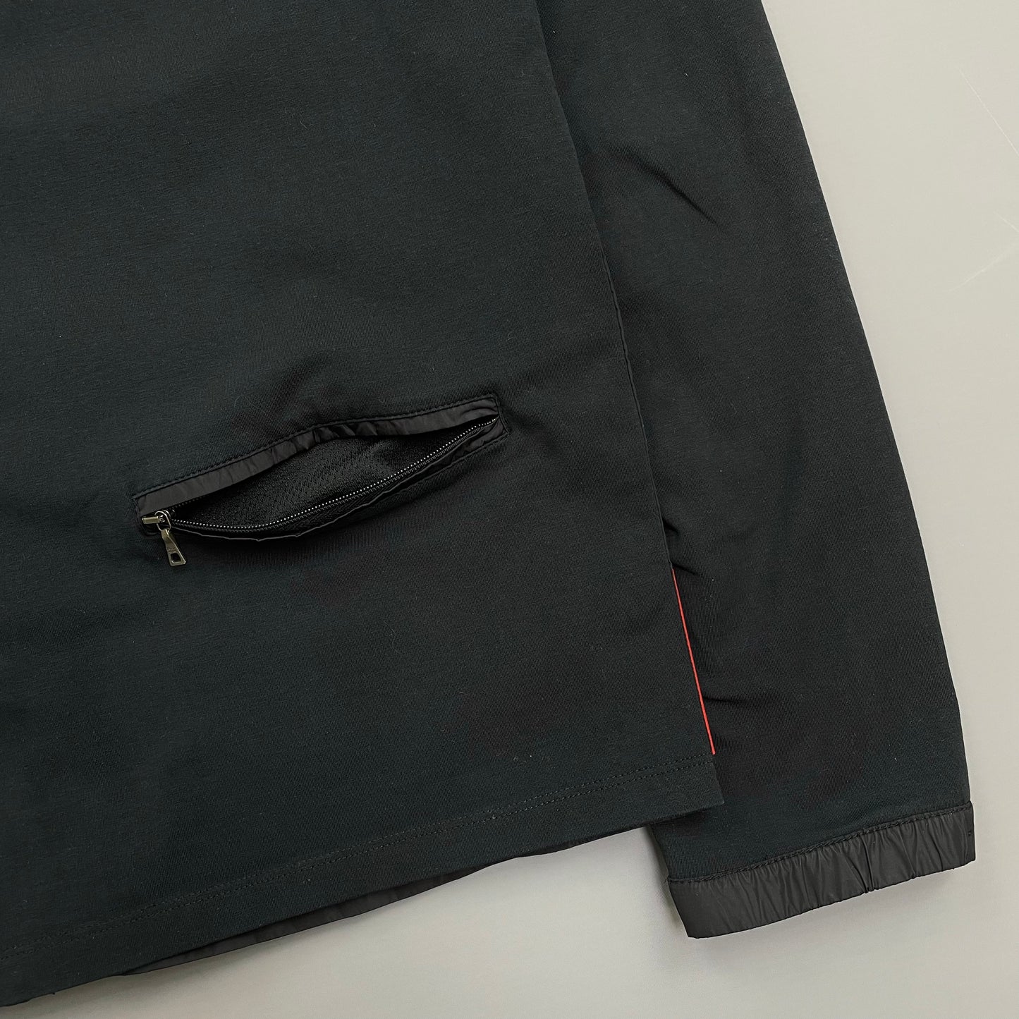Prada Sport Black Nylon Panel Lightweight Technical Hooded Jacket