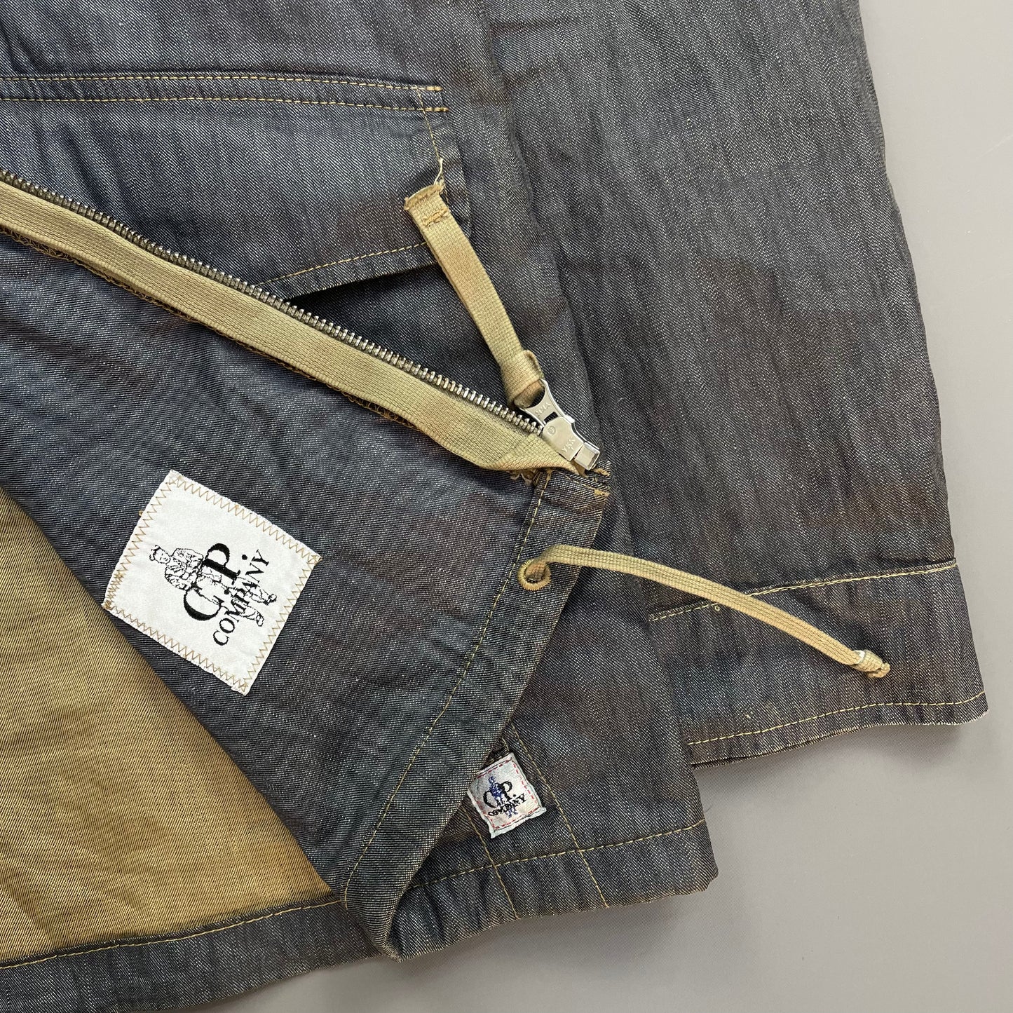 C.P. Company Blue Grey Lino Flax Zip-Through Hooded Jacket