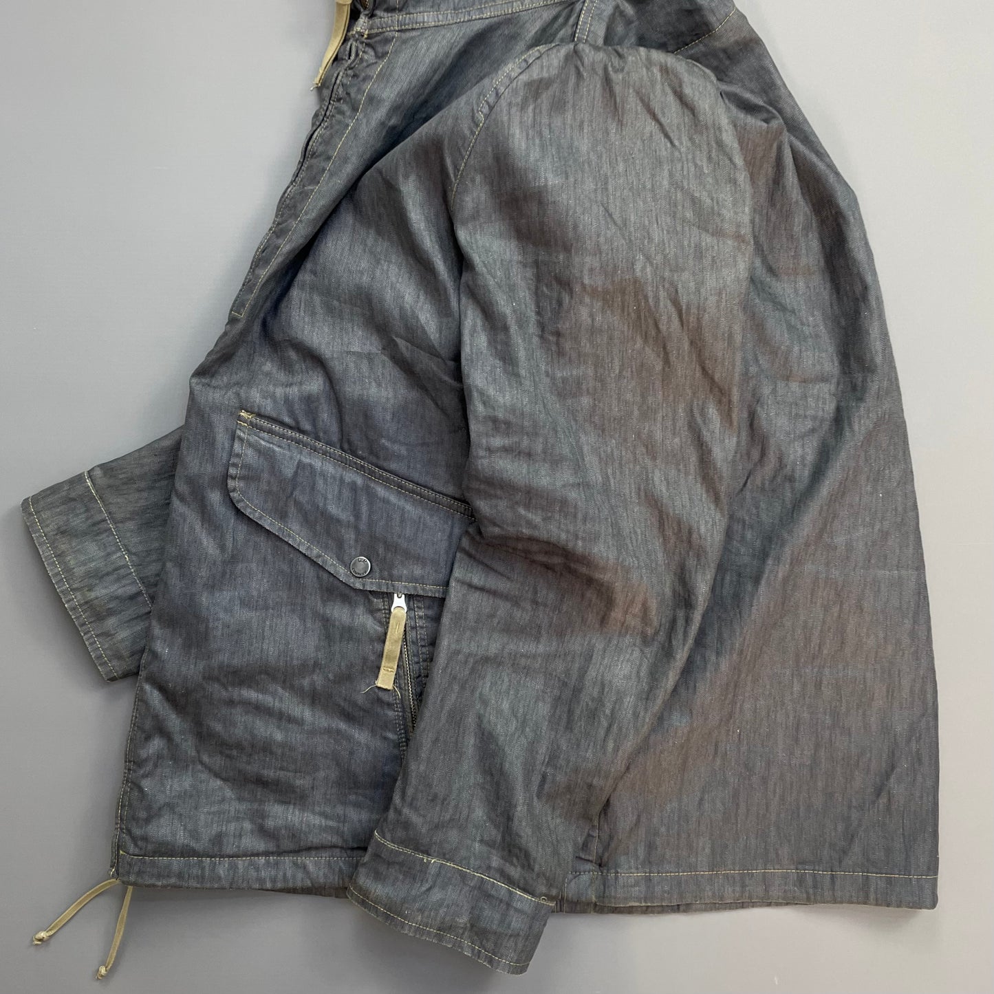 C.P. Company Blue Grey Lino Flax Zip-Through Hooded Jacket