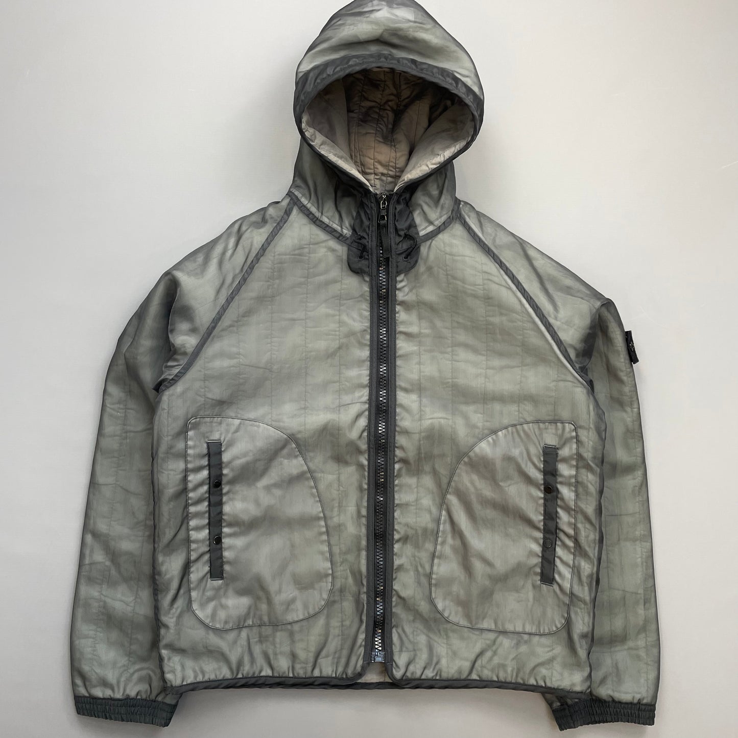 Stone Island Grey AW03 Nylon Monofilament Hooded Jacket