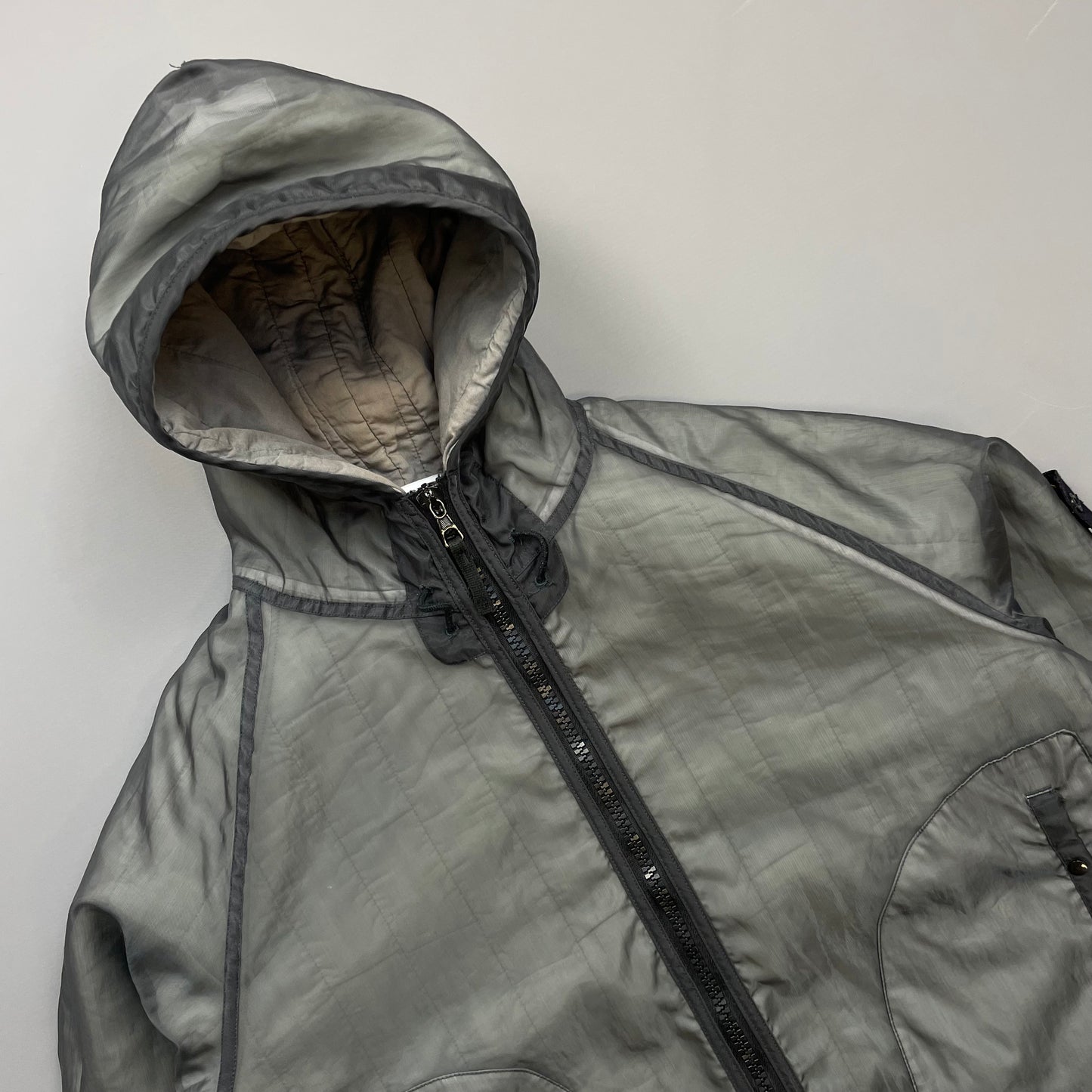 Stone Island Grey AW03 Nylon Monofilament Hooded Jacket