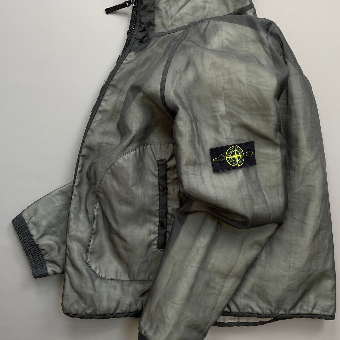 Stone Island Grey AW03 Nylon Monofilament Hooded Jacket