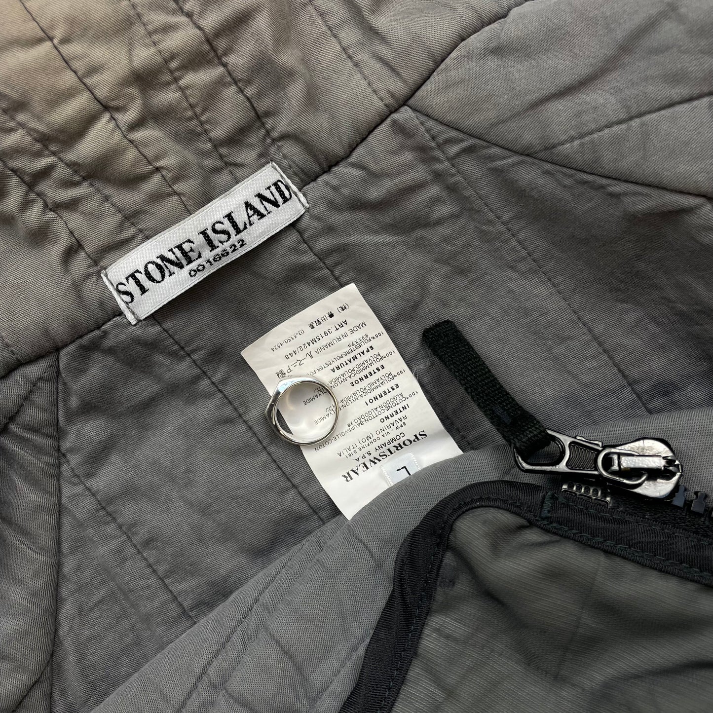 Stone Island Grey AW03 Nylon Monofilament Hooded Jacket