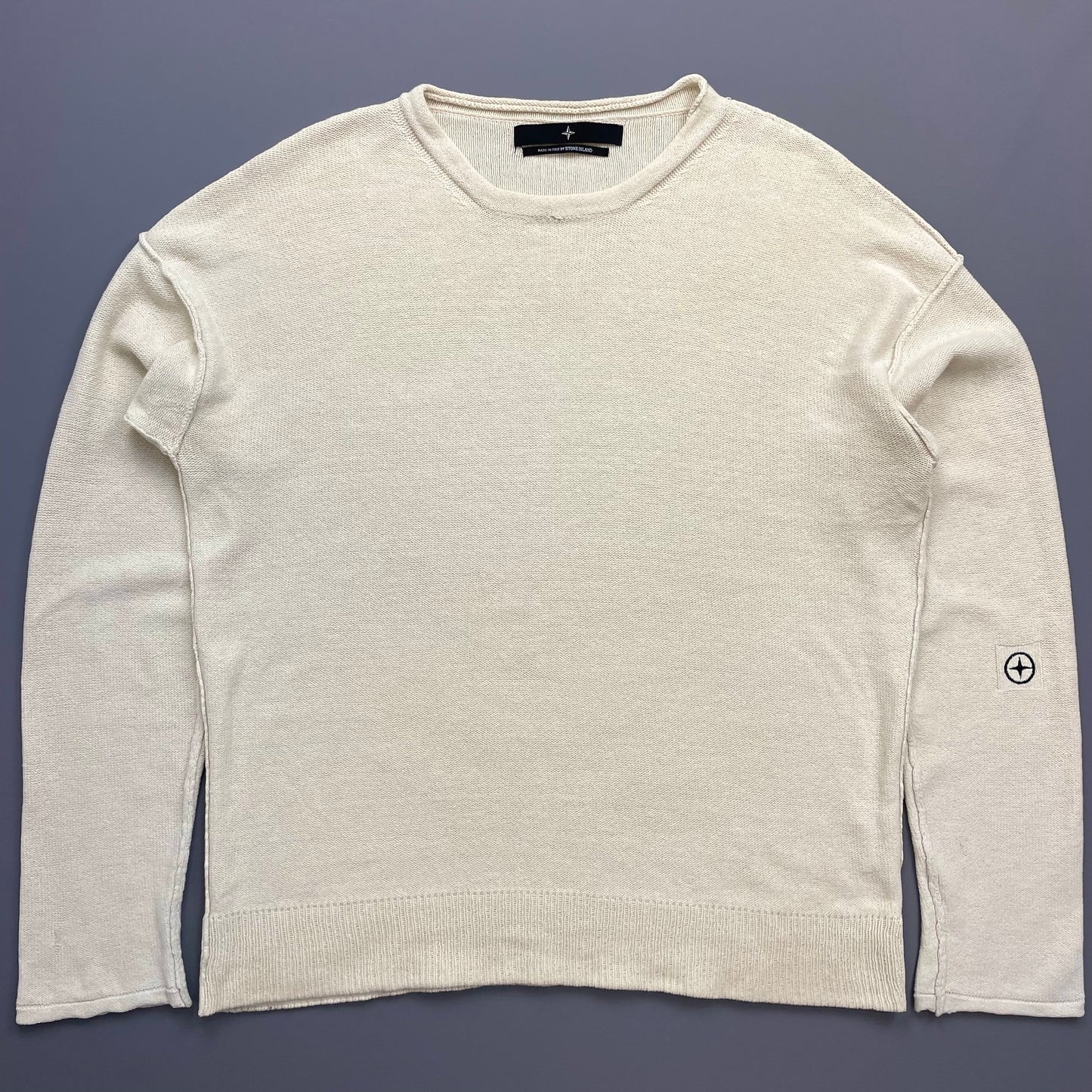 Stone Island Denims Cream SS05 Lightweight Raw Edge Knit Jumper