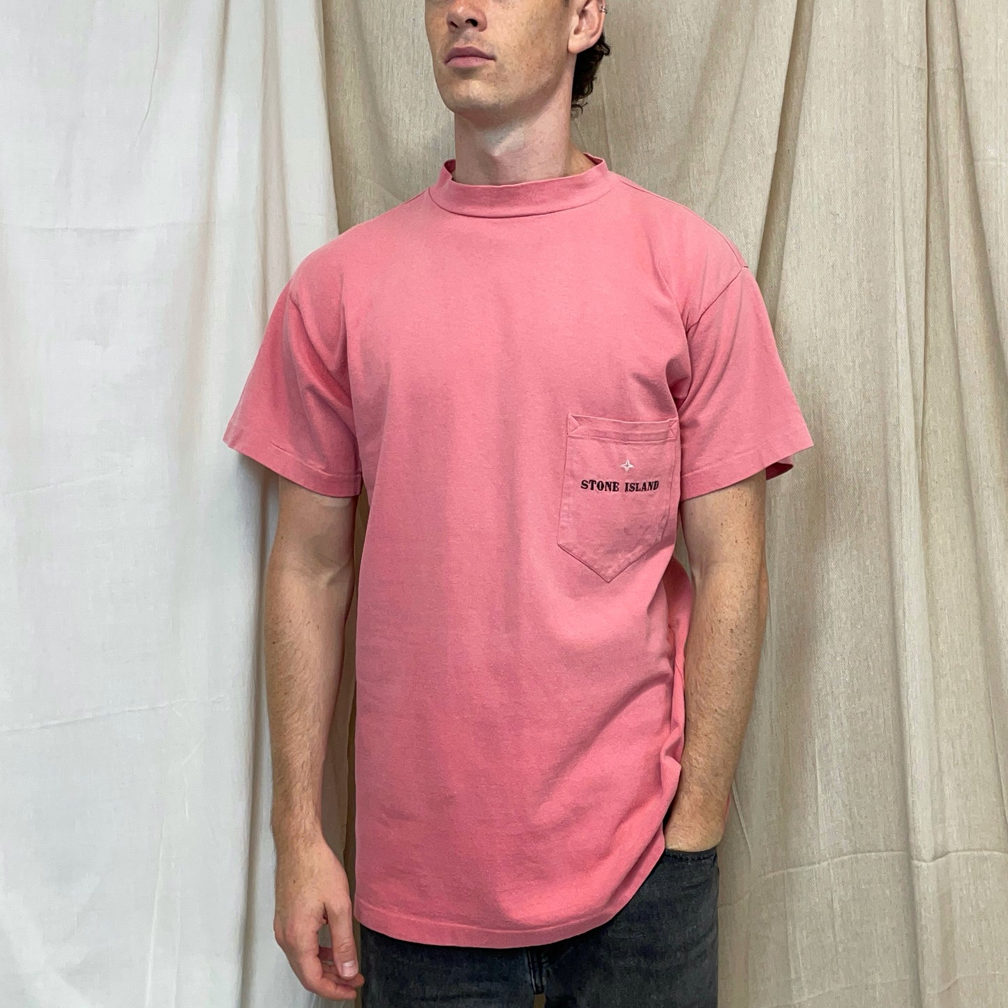 Stone Island Pink 80s Pocket Spellout Tee