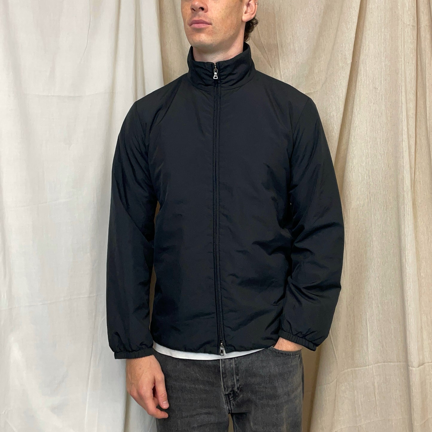 Prada Sport Black 00s Minimalistic Padded Windbreaker Track Jacket