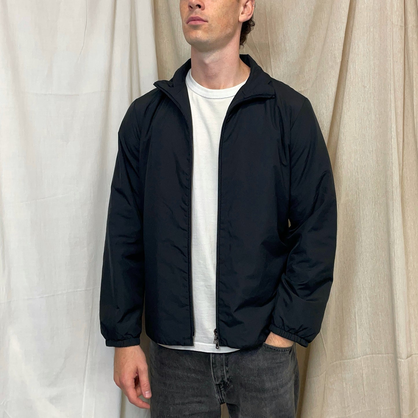 Prada Sport Black 00s Minimalistic Padded Windbreaker Track Jacket