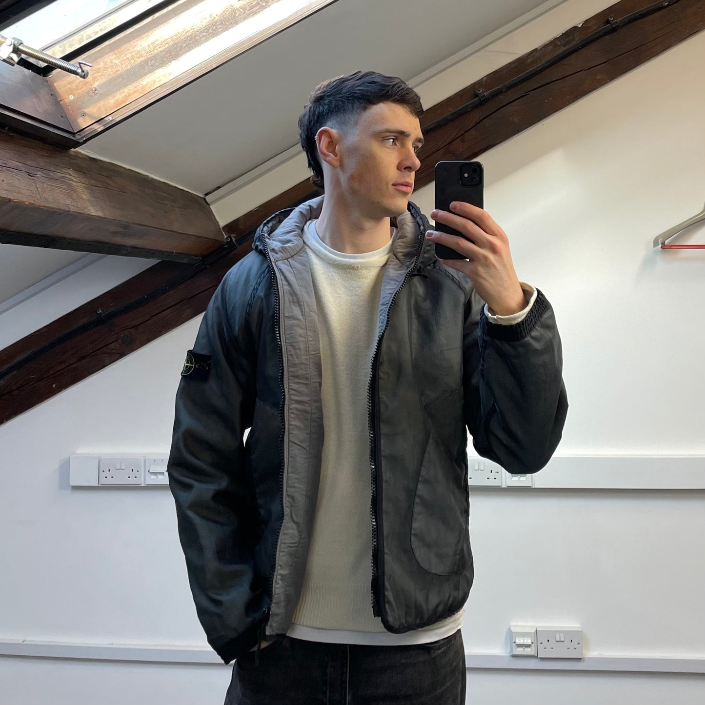 Stone Island Grey AW03 Nylon Monofilament Hooded Jacket