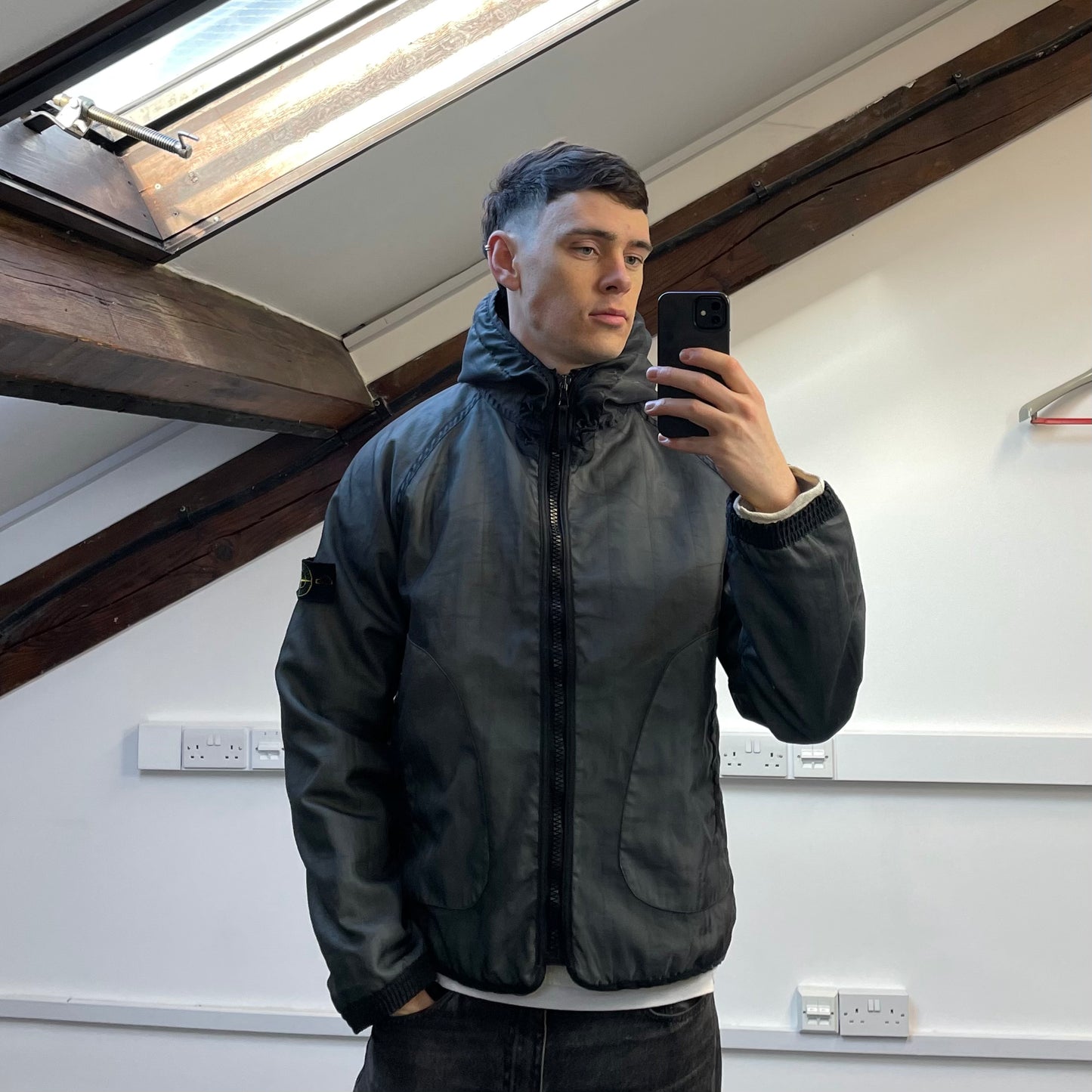 Stone Island Grey AW03 Nylon Monofilament Hooded Jacket