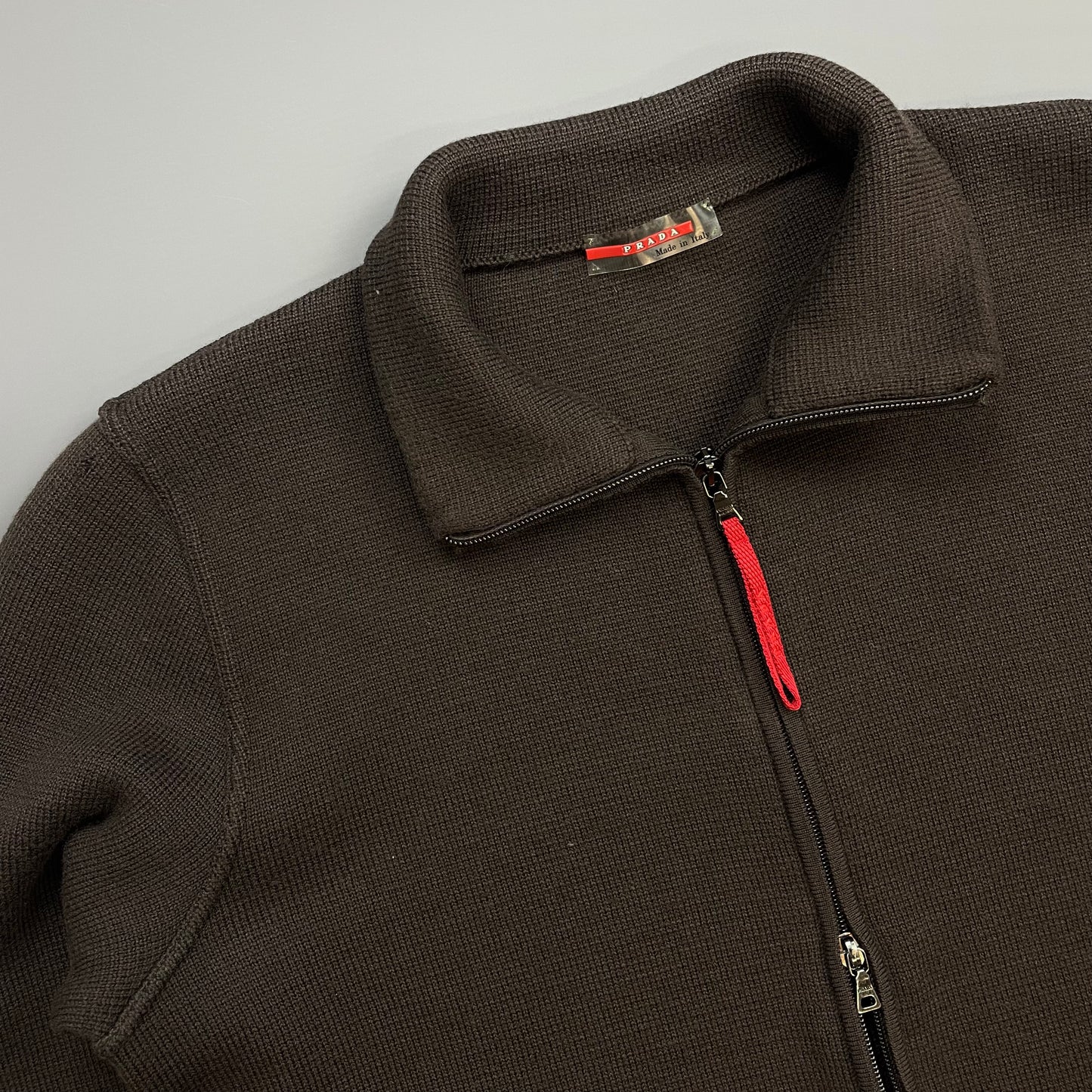 Prada Sport Khaki 00s Wool Knit Zip-Through Cardigan Jacket