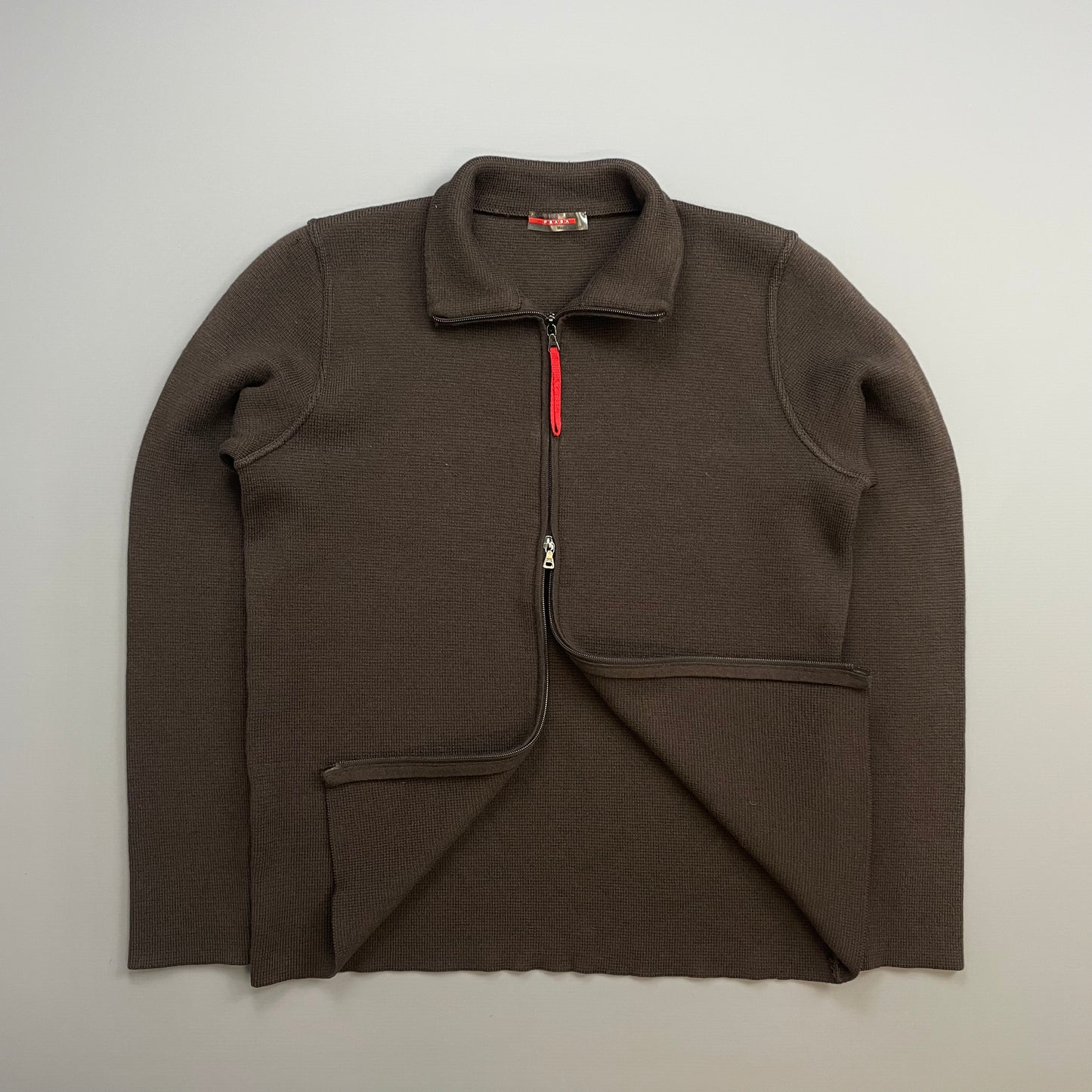Prada Sport Khaki 00s Wool Knit Zip-Through Cardigan Jacket