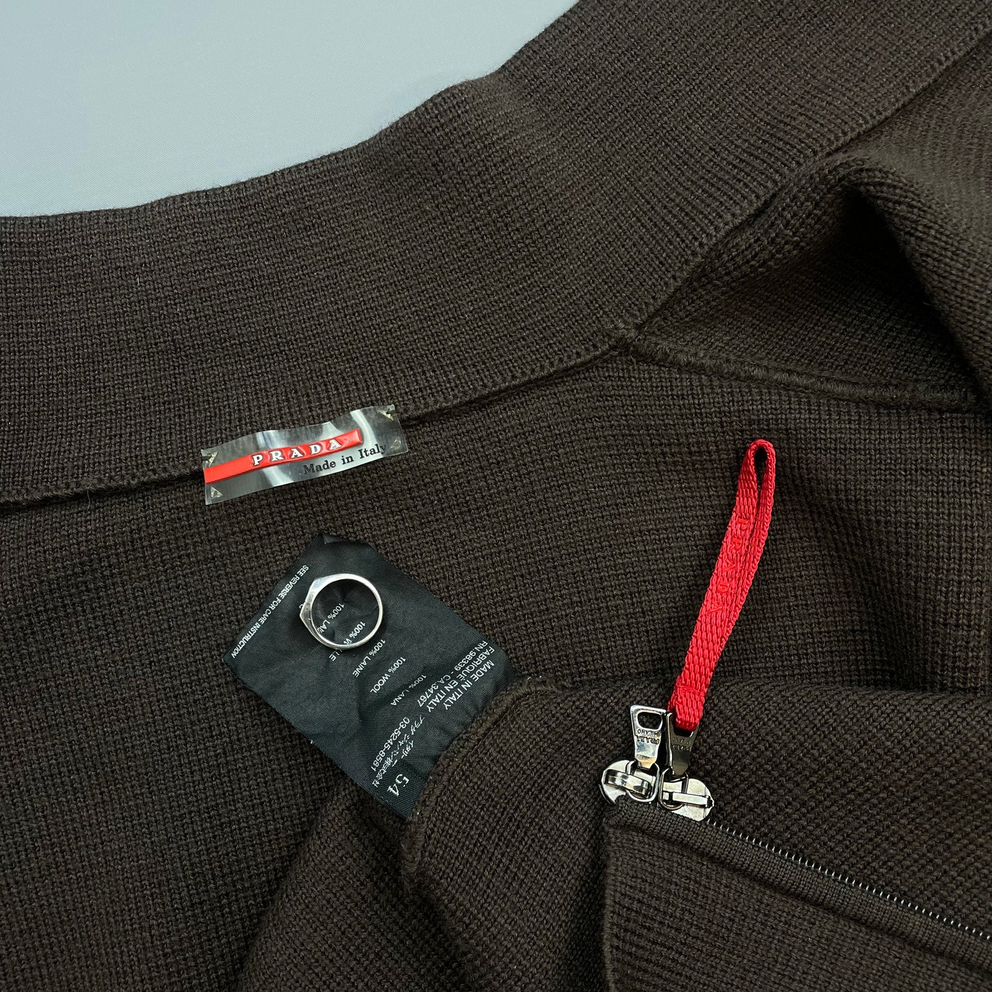 Prada Sport Khaki 00s Wool Knit Zip-Through Cardigan Jacket