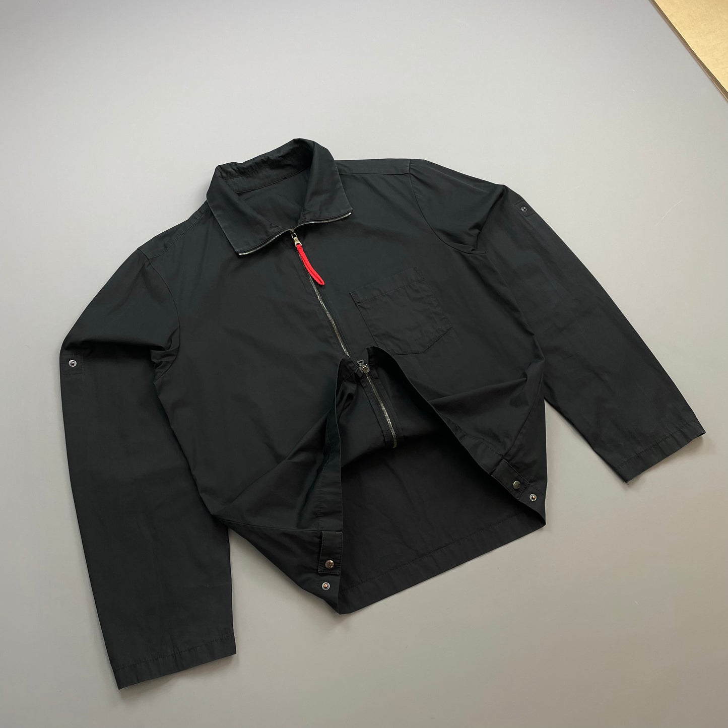 Prada Sport Black 00s Lightweight Adjustable Sleeve Cotton Harrington Jacket