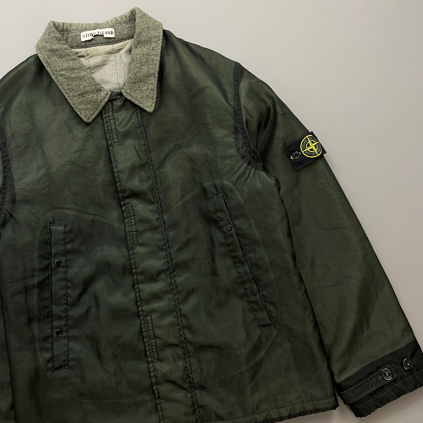 Stone Island Green AW03 Monofilament Dual-Layer Collared Jacket