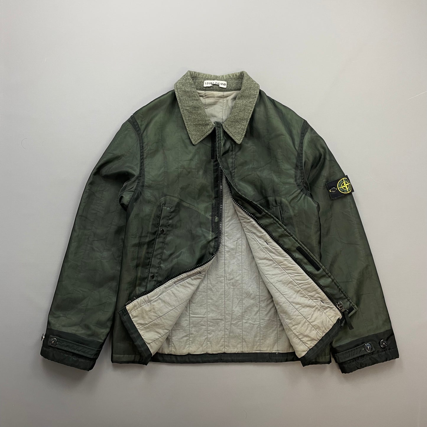 Stone Island Green AW03 Monofilament Dual-Layer Collared Jacket