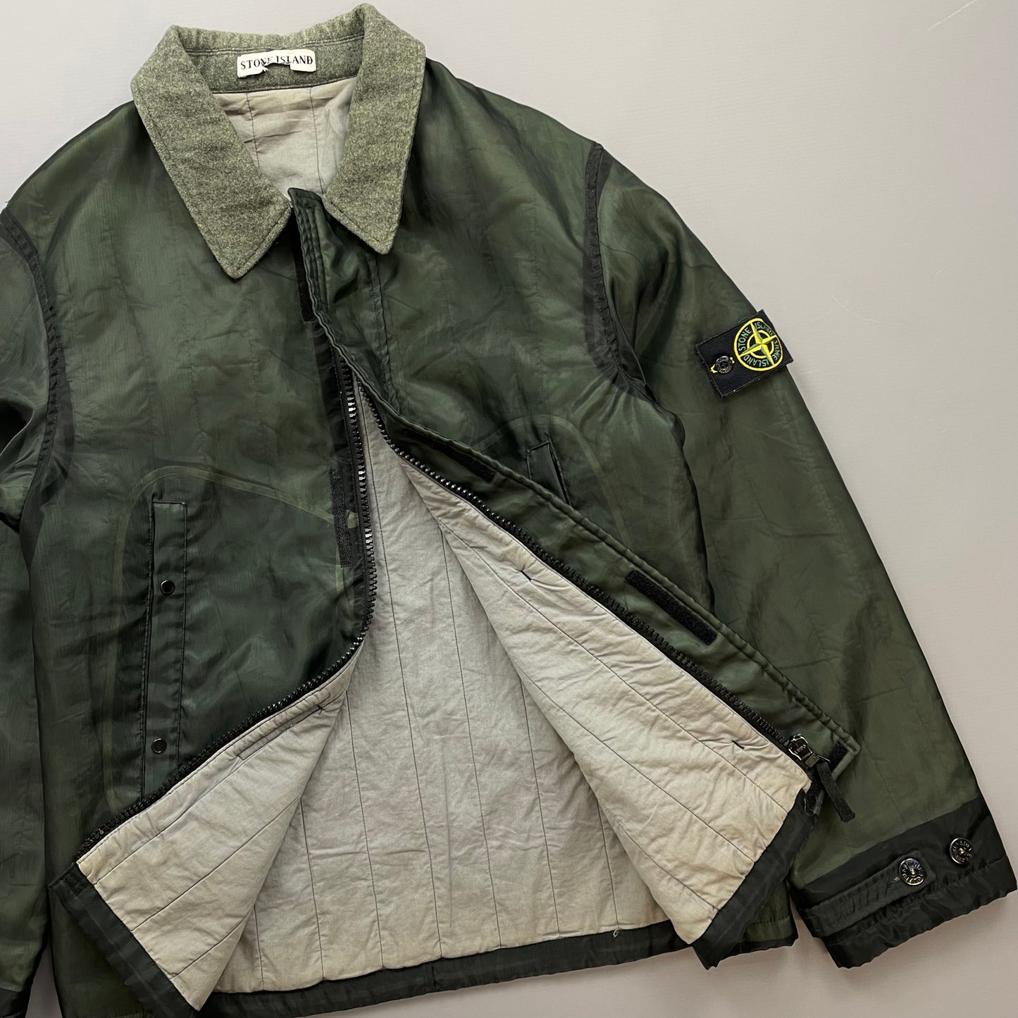 Stone Island Green AW03 Monofilament Dual-Layer Collared Jacket
