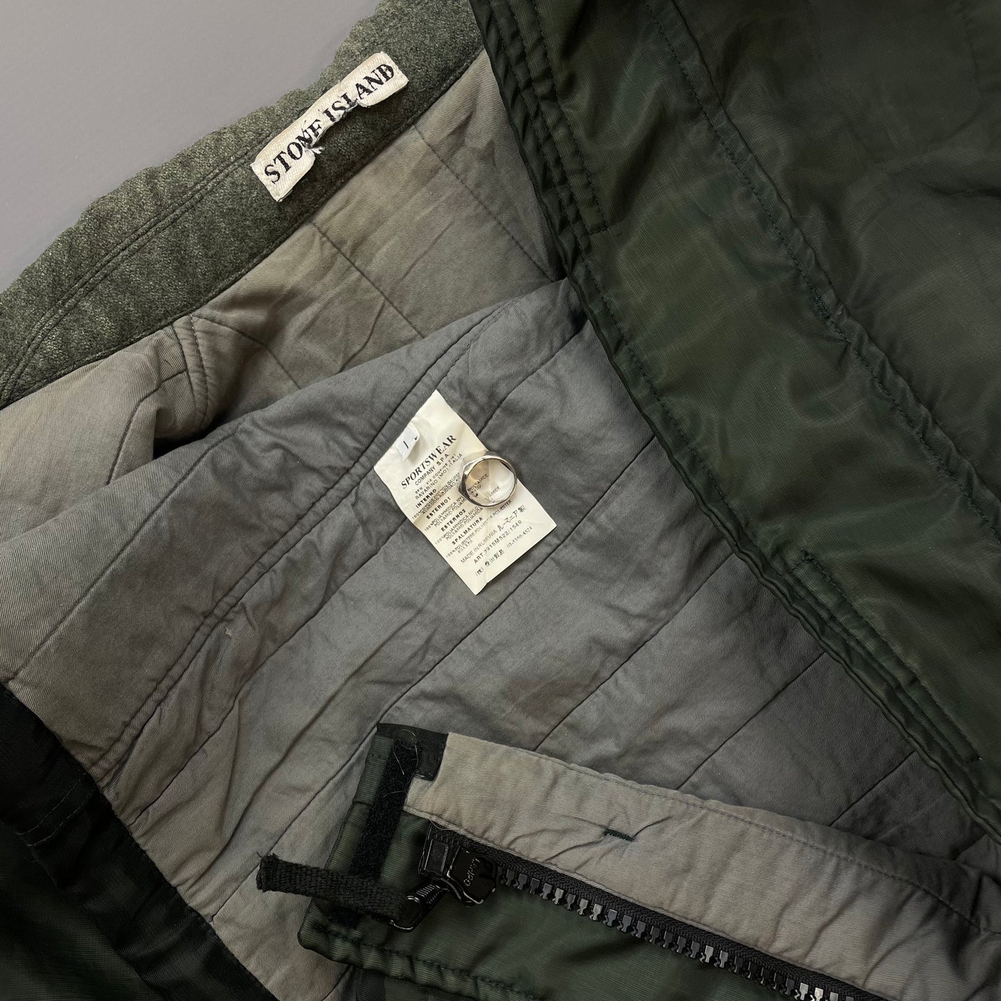 Stone Island Green AW03 Monofilament Dual-Layer Collared Jacket