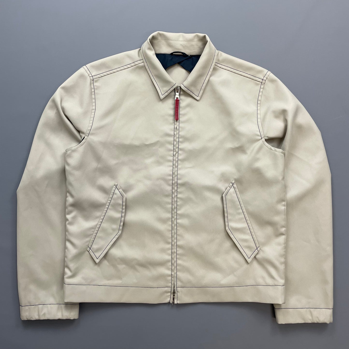 Prada Sport Beige Contrast Stitch Lightweight Harrington Jacket