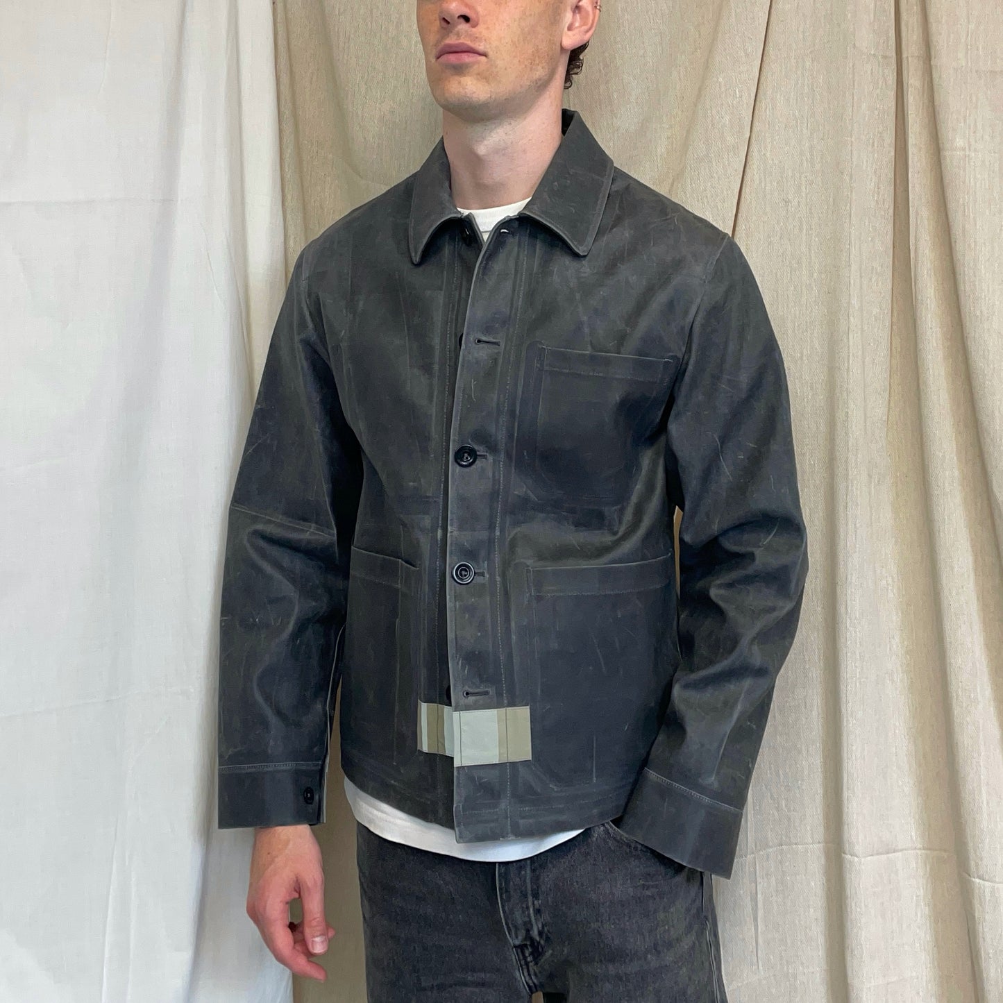 C.P. Company Grey AW24 Toob Resin Coated Wool/Nylon Spellout 3M Jacket