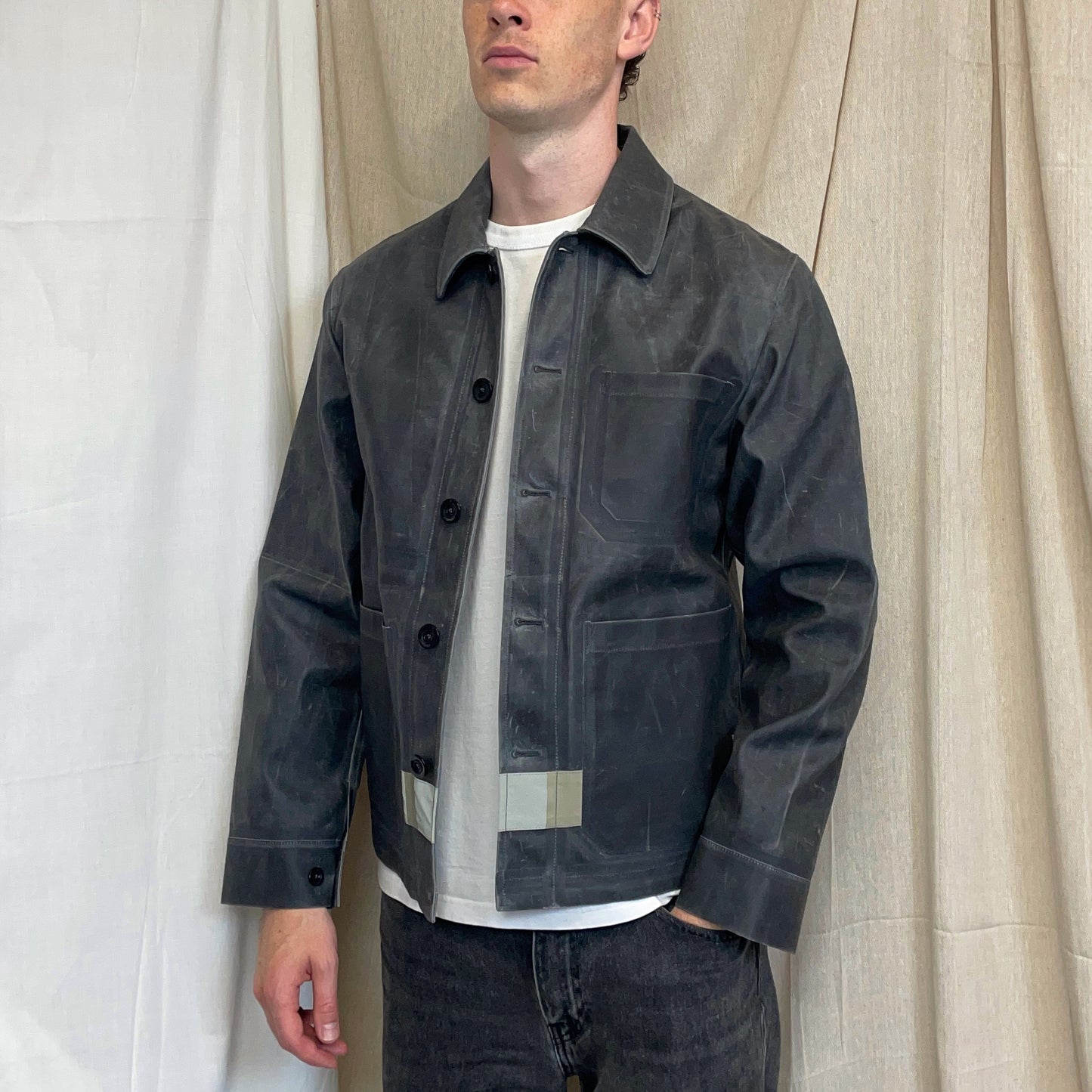 C.P. Company Grey AW24 Toob Resin Coated Wool/Nylon Spellout 3M Jacket