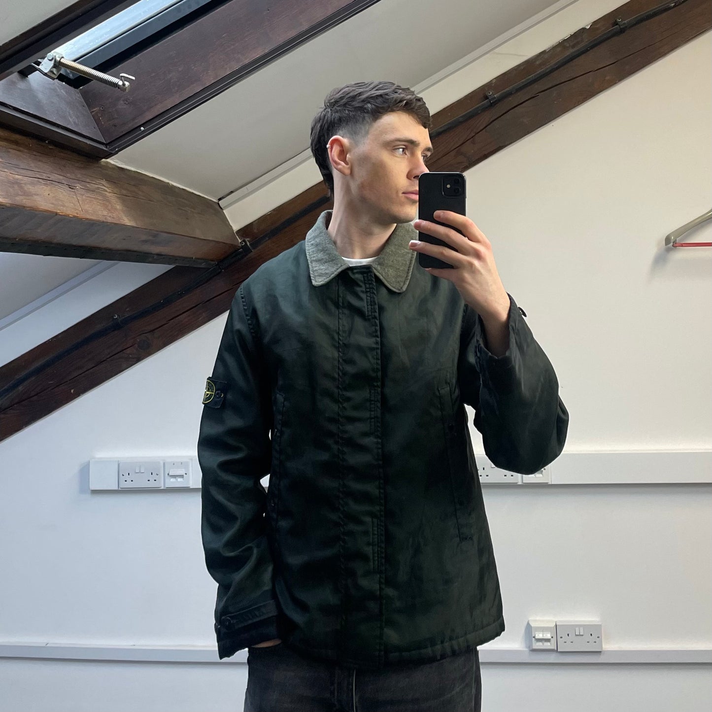 Stone Island Green AW03 Monofilament Dual-Layer Collared Jacket