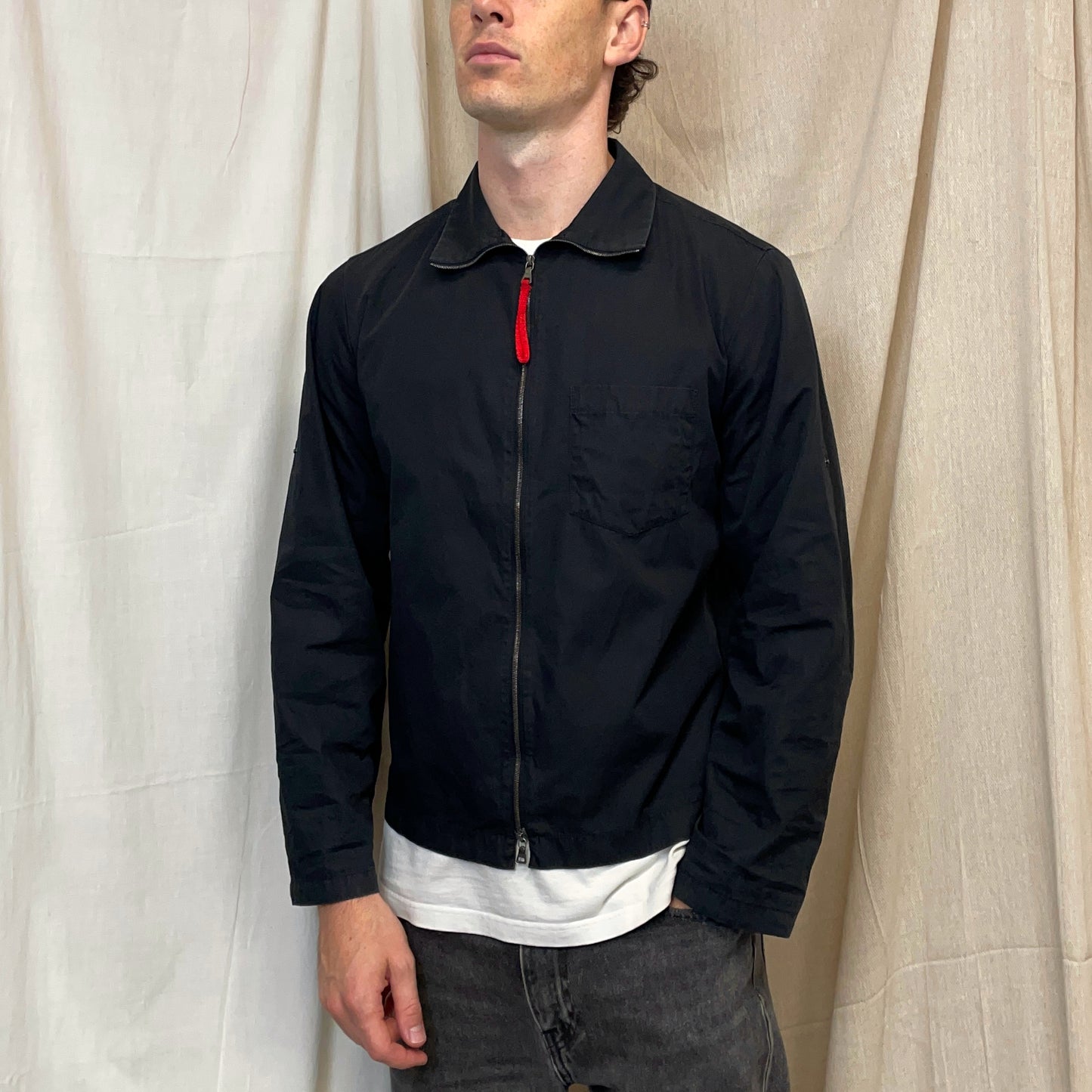 Prada Sport Black 00s Lightweight Adjustable Sleeve Cotton Harrington Jacket