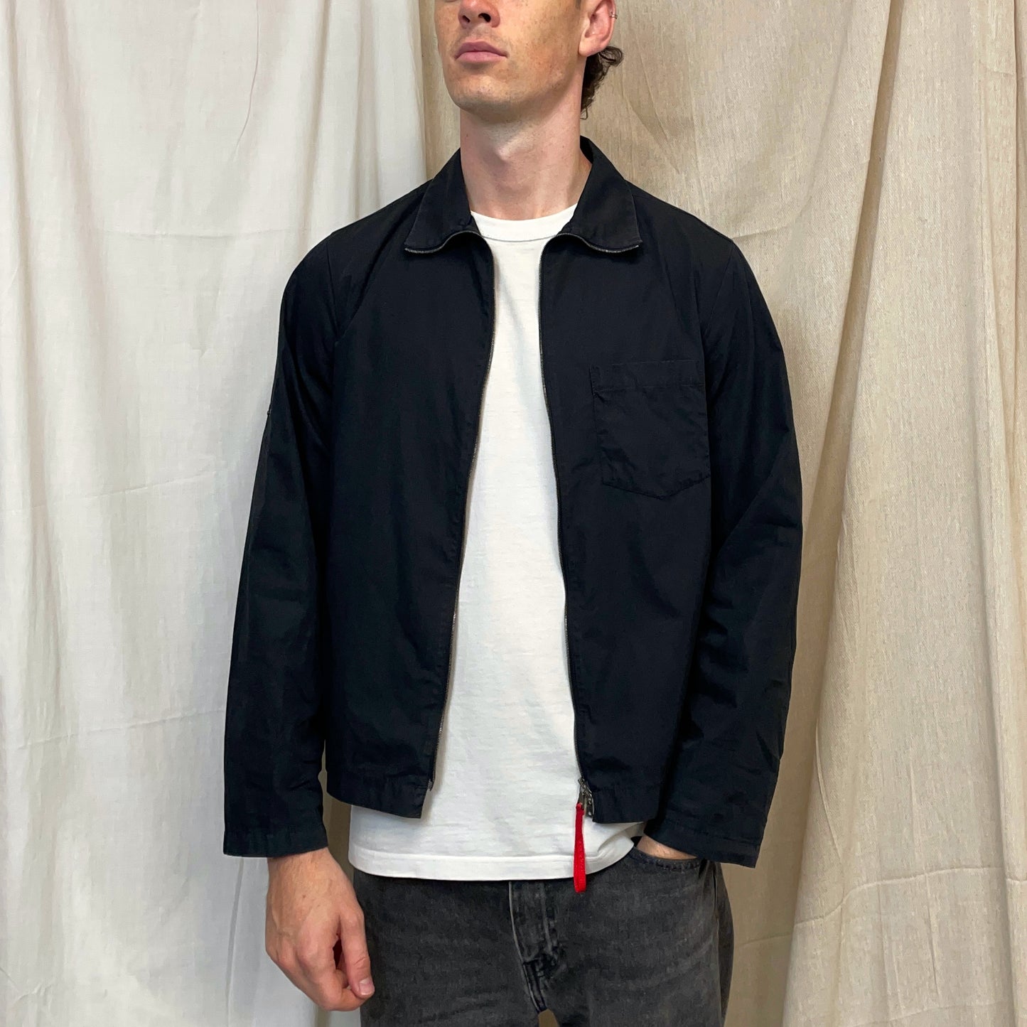 Prada Sport Black 00s Lightweight Adjustable Sleeve Cotton Harrington Jacket
