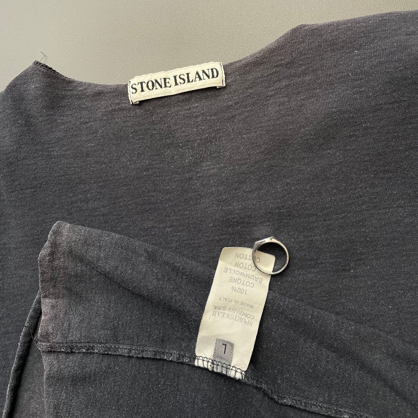 Stone Island Grey 90s Marina Faded Pocket Tee