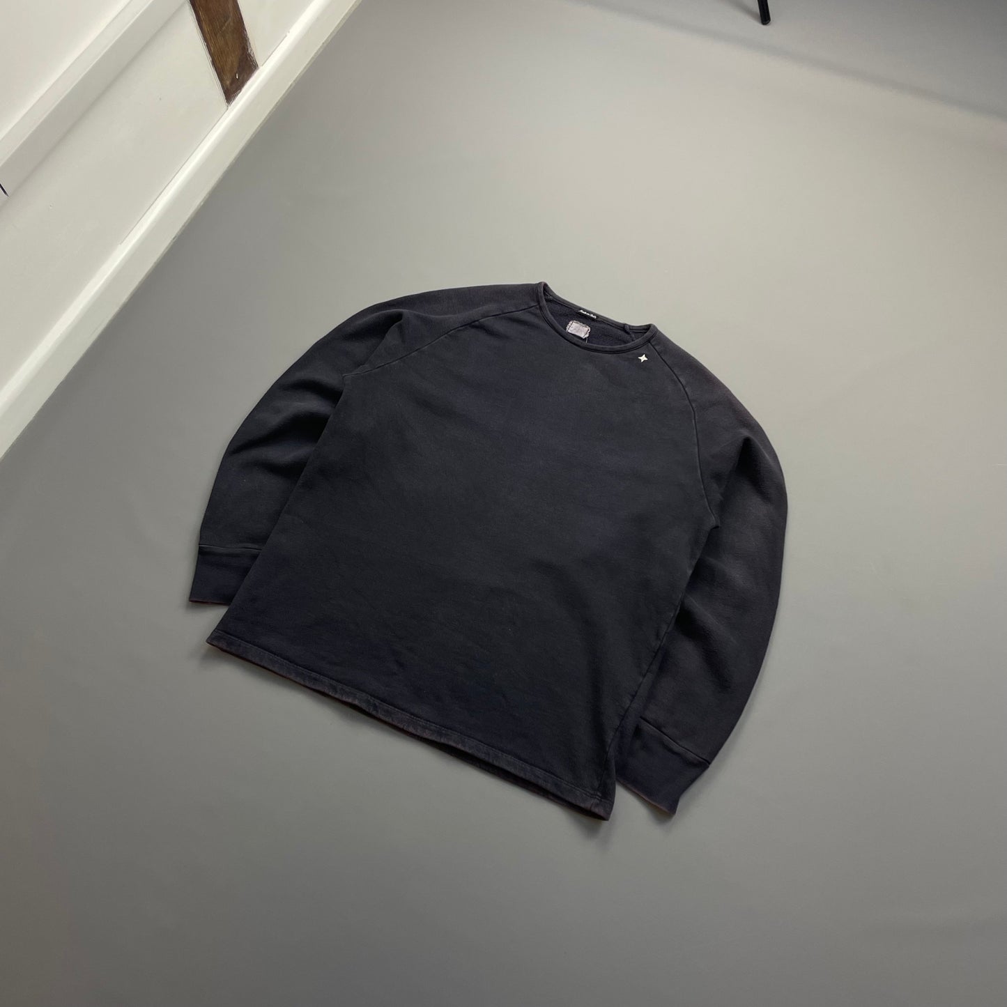 Stone Island Black AW00 Collar Emblem Lightweight Crewneck Jumper