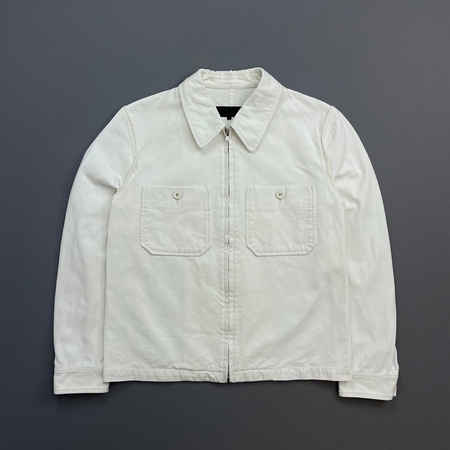 Comme Des Garçons Homme White AW12 Cotton Zip-Through Work Jacket