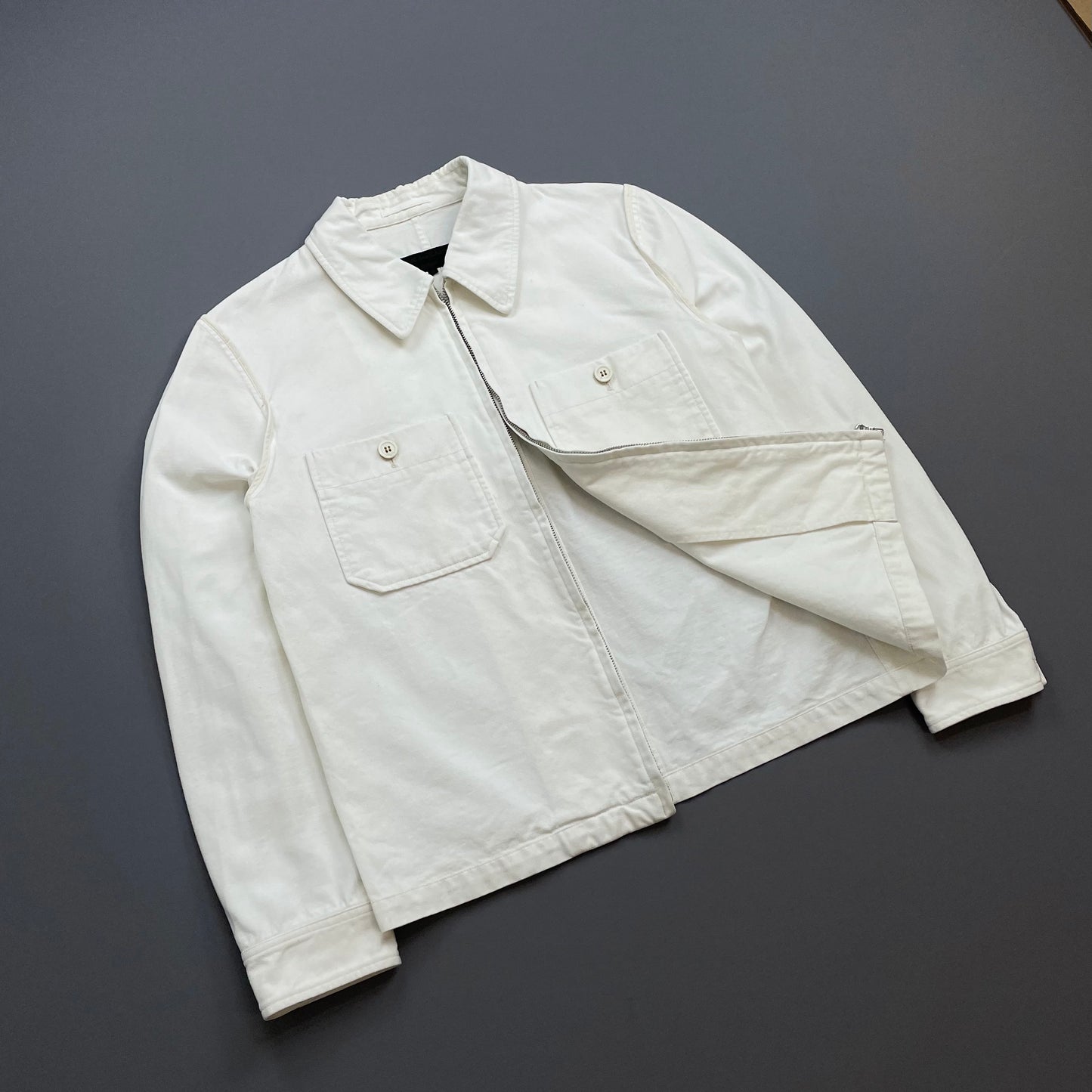 Comme Des Garçons Homme White AW12 Cotton Zip-Through Work Jacket