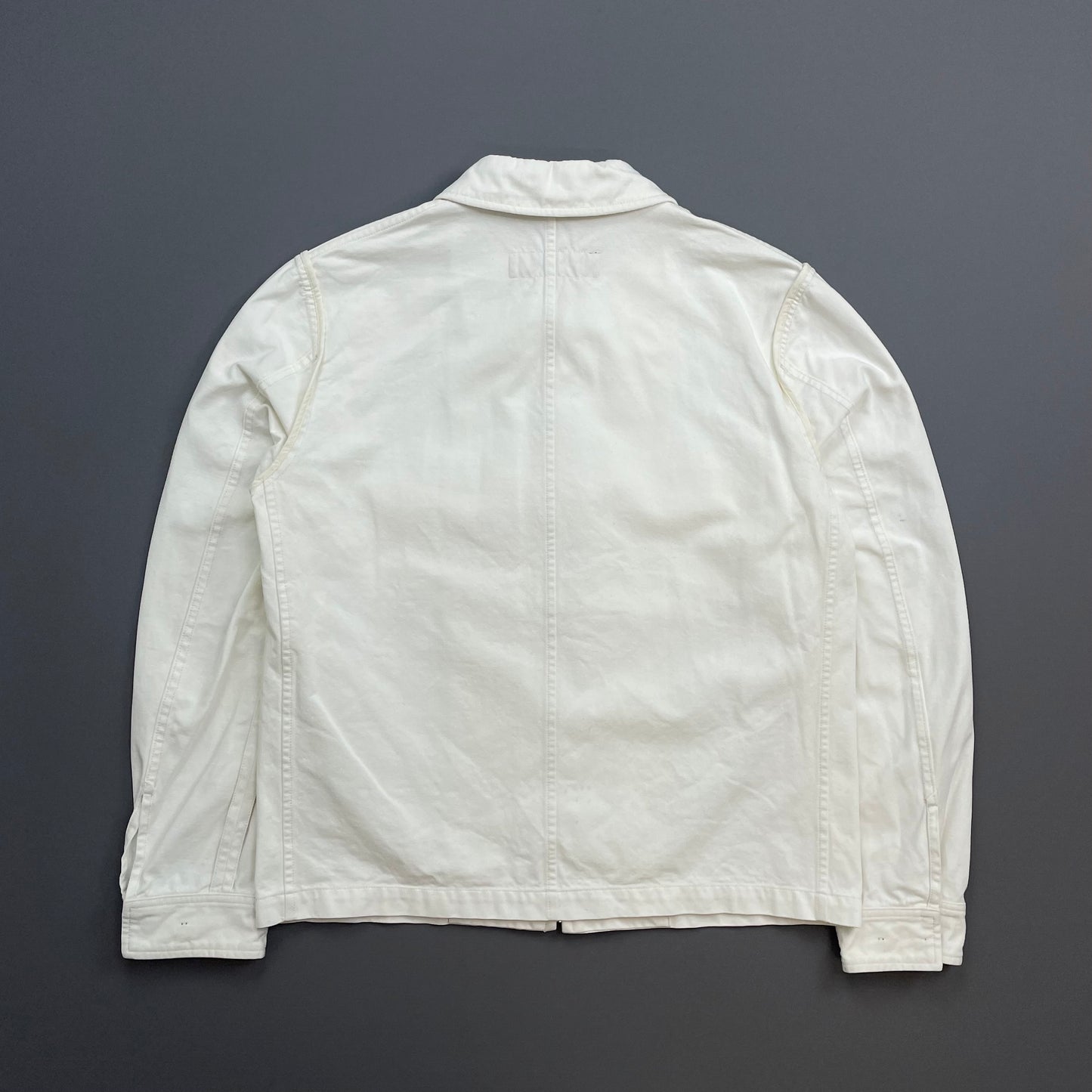 Comme Des Garçons Homme White AW12 Cotton Zip-Through Work Jacket
