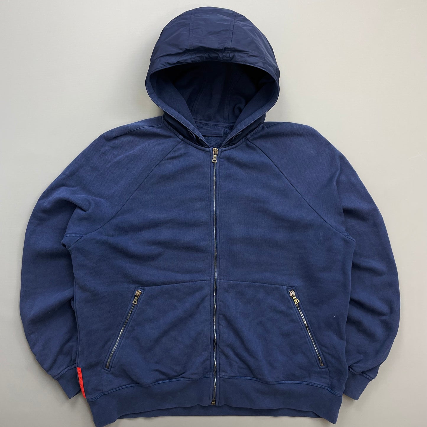 Prada Sport Blue 2009 Nylon Hood Zip-Through Hoodie