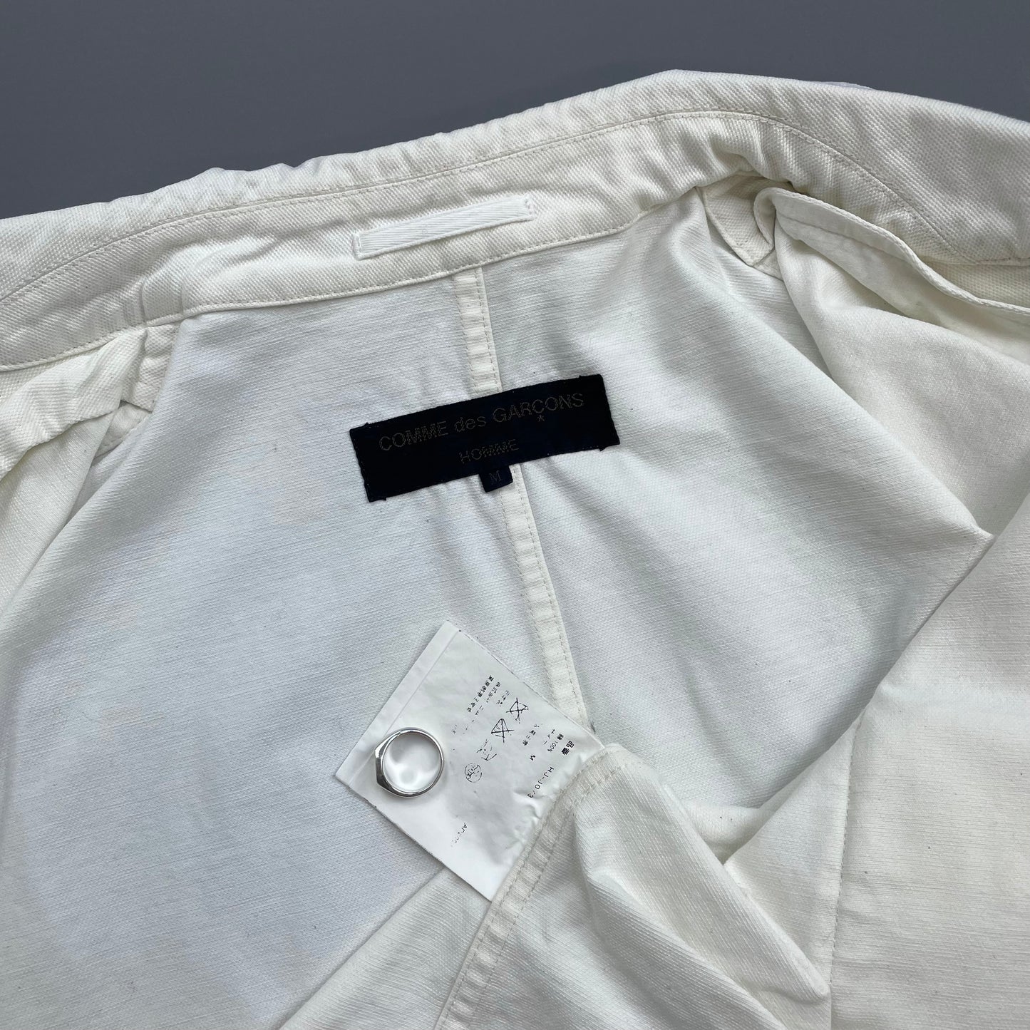 Comme Des Garçons Homme White AW12 Cotton Zip-Through Work Jacket