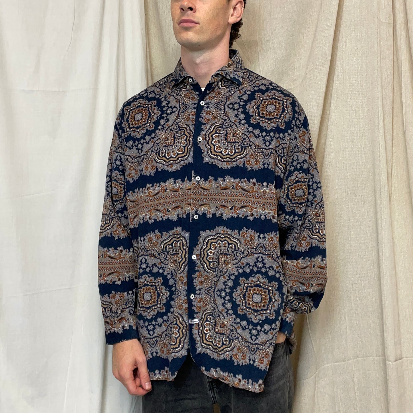 C.P. Company Navy 80s Paisley Ideas From Massimo Osti Fine Corduroy Shirt