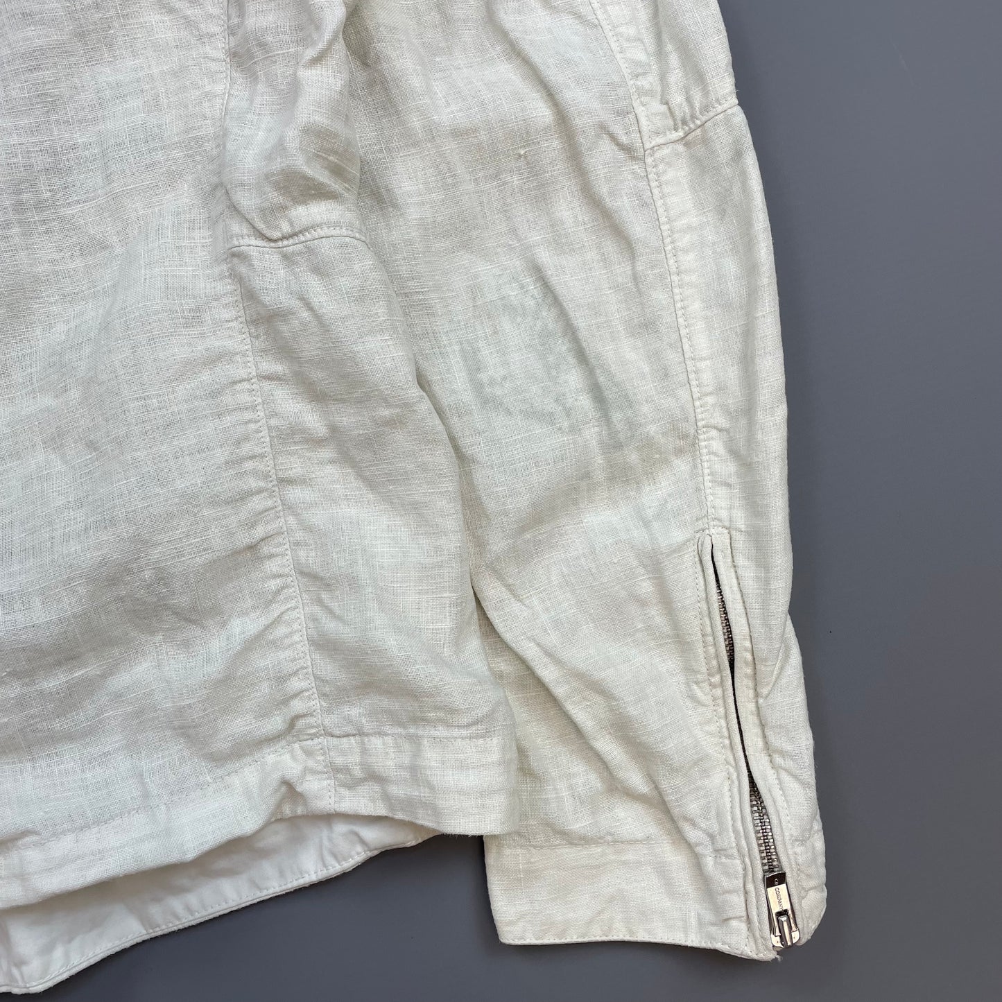 C.P. Company White SS08 Linen Lino Flax Multi-Pocket Detachable Hood Watchviewer Jacket