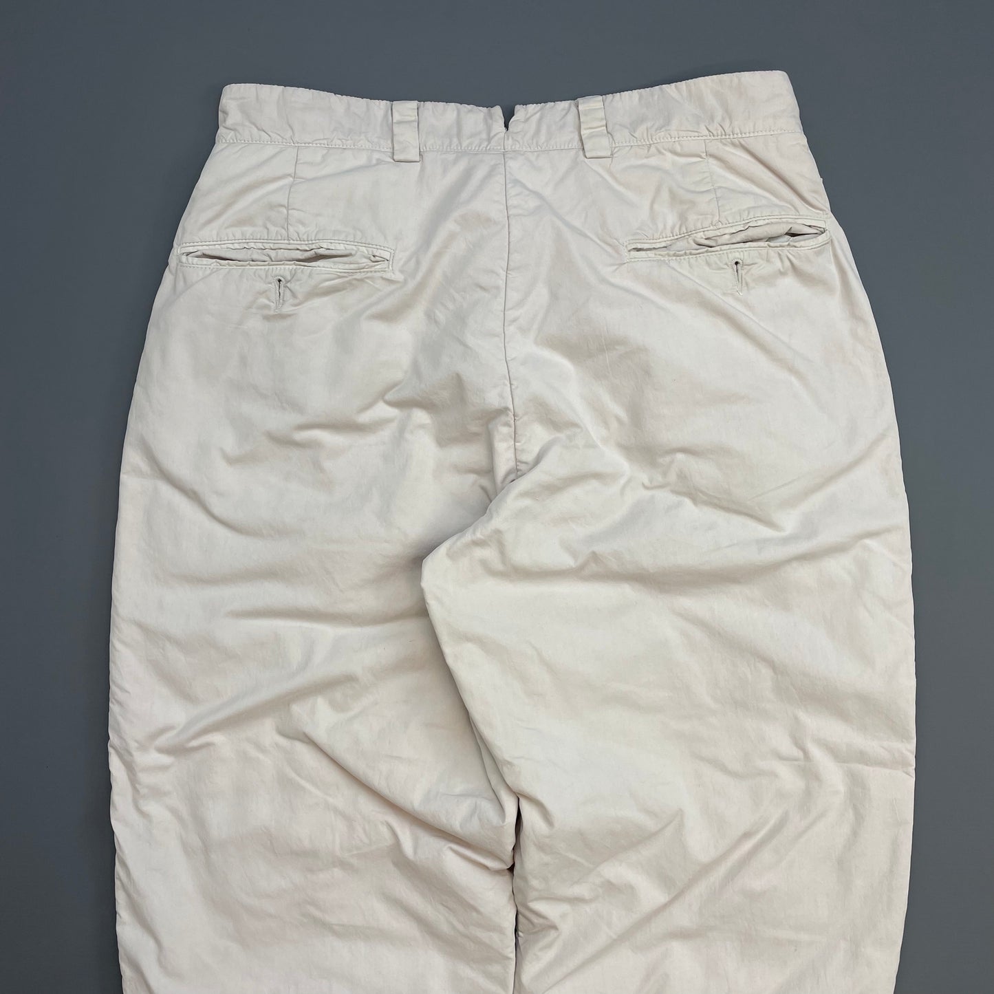 C.P. Company White Cream 80s Ideas From Massimo Osti Cotton/Nylon Lined Pleat Trousers