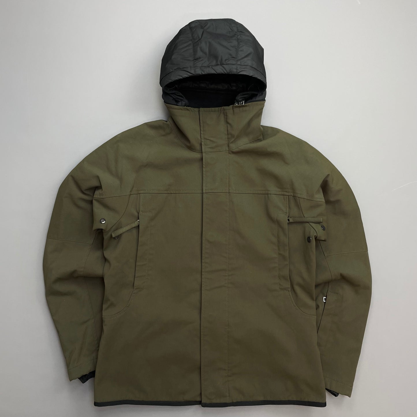 Prada Sport Khaki AW02 Technical Nylon Fleece-Lined Removable Hood Ski Jacket