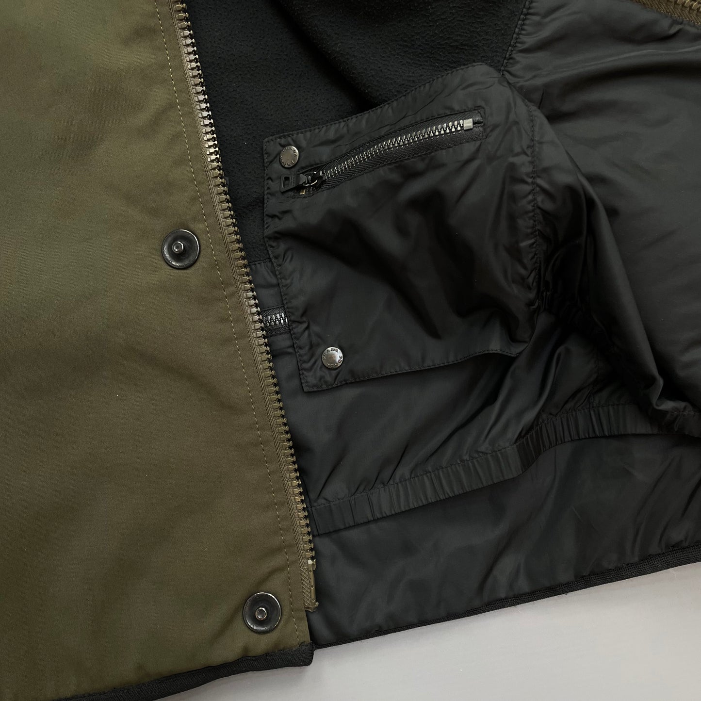 Prada Sport Khaki AW02 Technical Nylon Fleece-Lined Removable Hood Ski Jacket