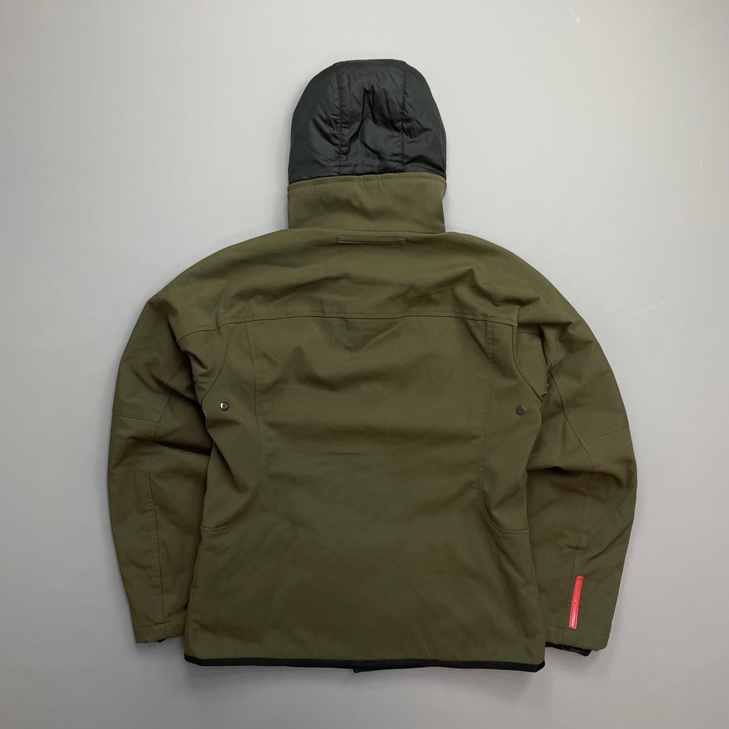 Prada Sport Khaki AW02 Technical Nylon Fleece-Lined Removable Hood Ski Jacket
