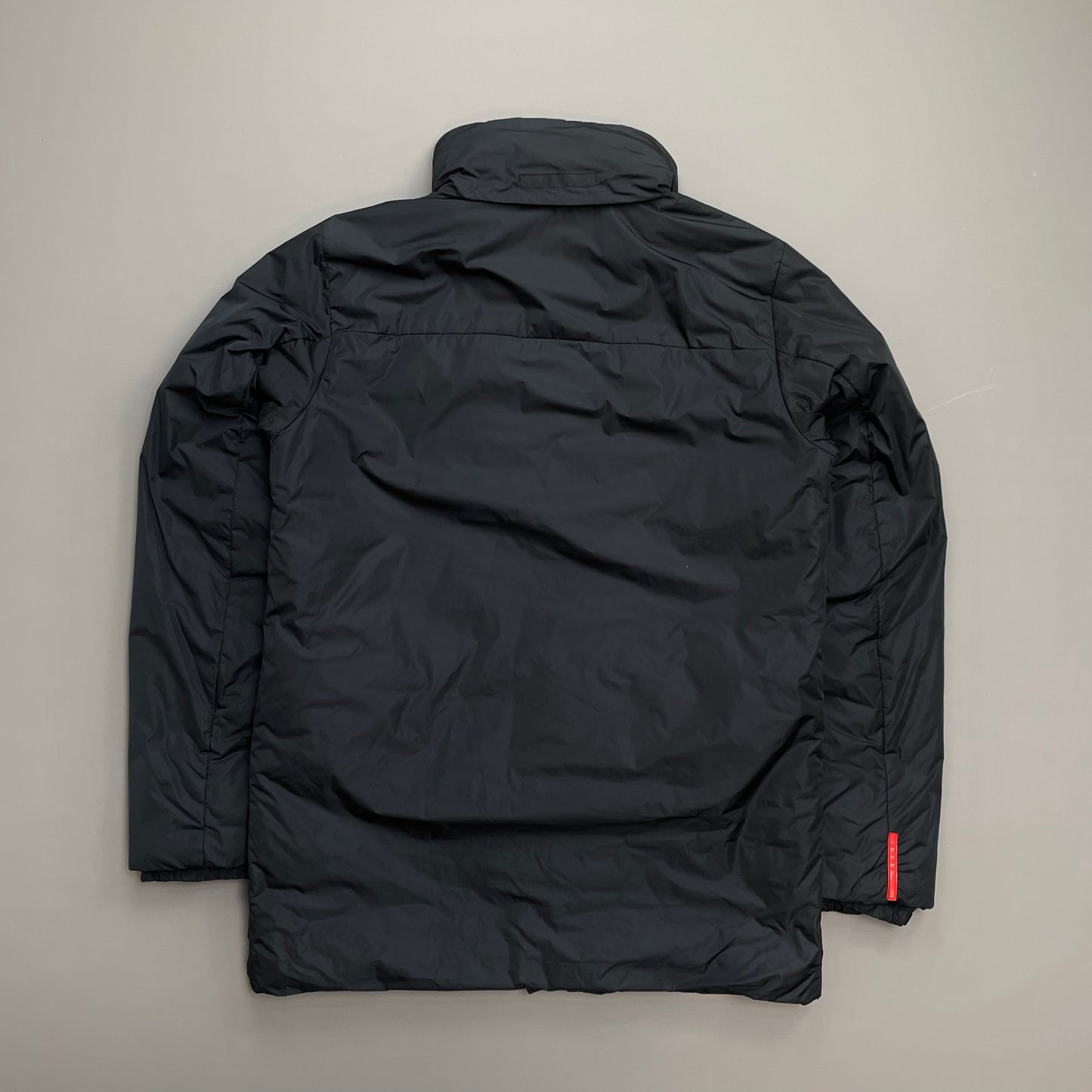 Prada Sport Navy 00s Nylon Padded Concealed Hood Longline Overcoat