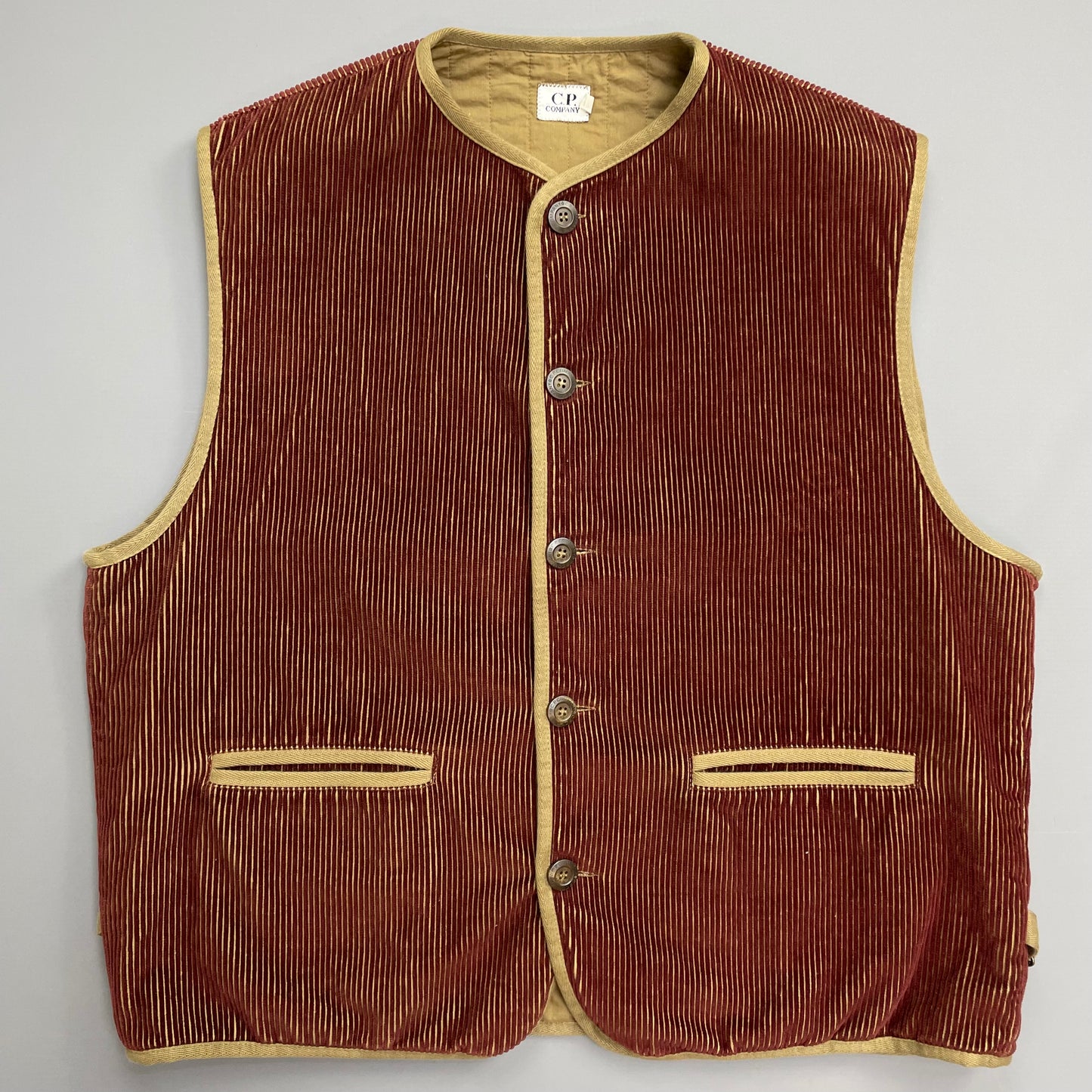 C.P. Company Maroon AW94 Corduroy Button-Up Gilet Vest