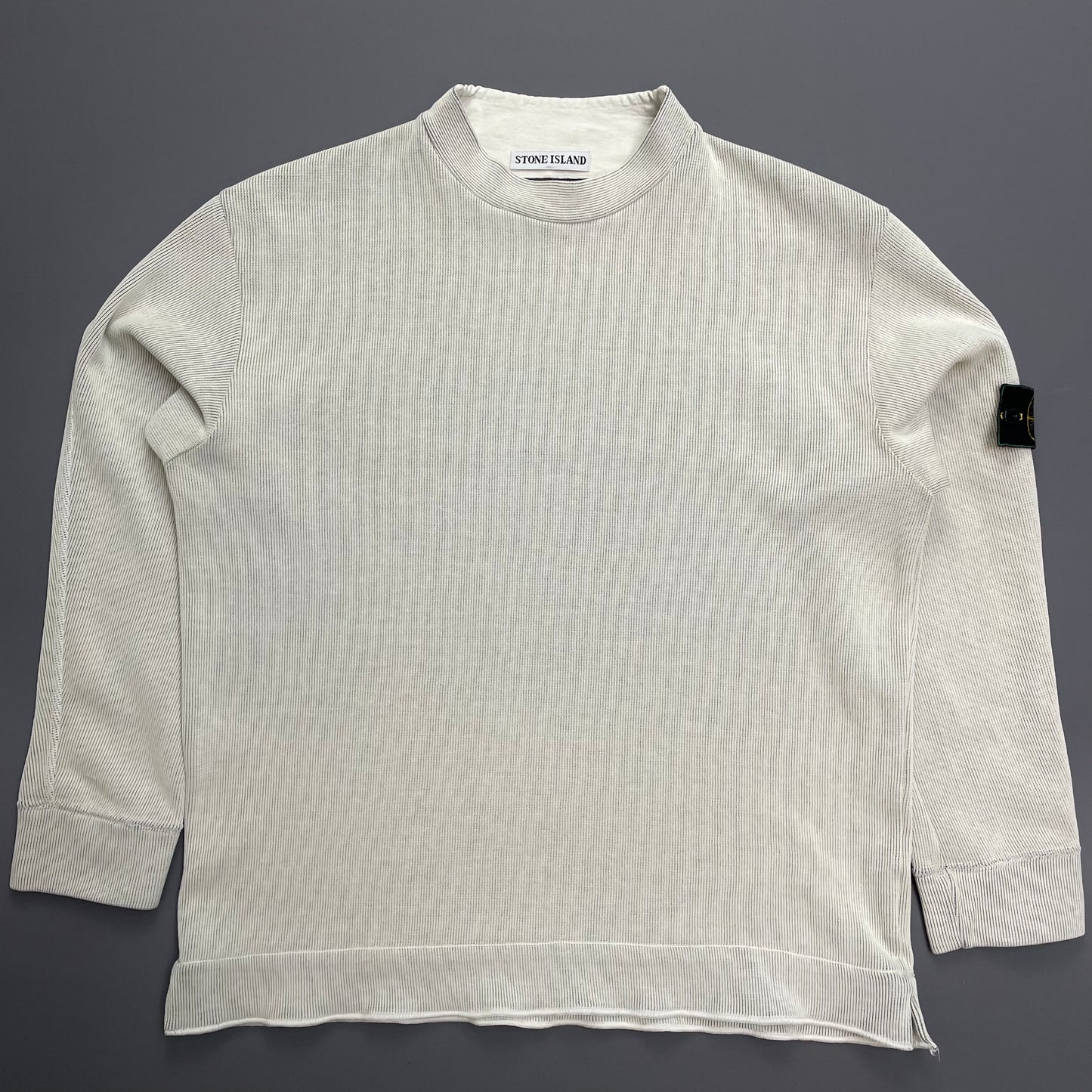 Stone Island White SS99 Fine-Rib Funnel Neck Jumper