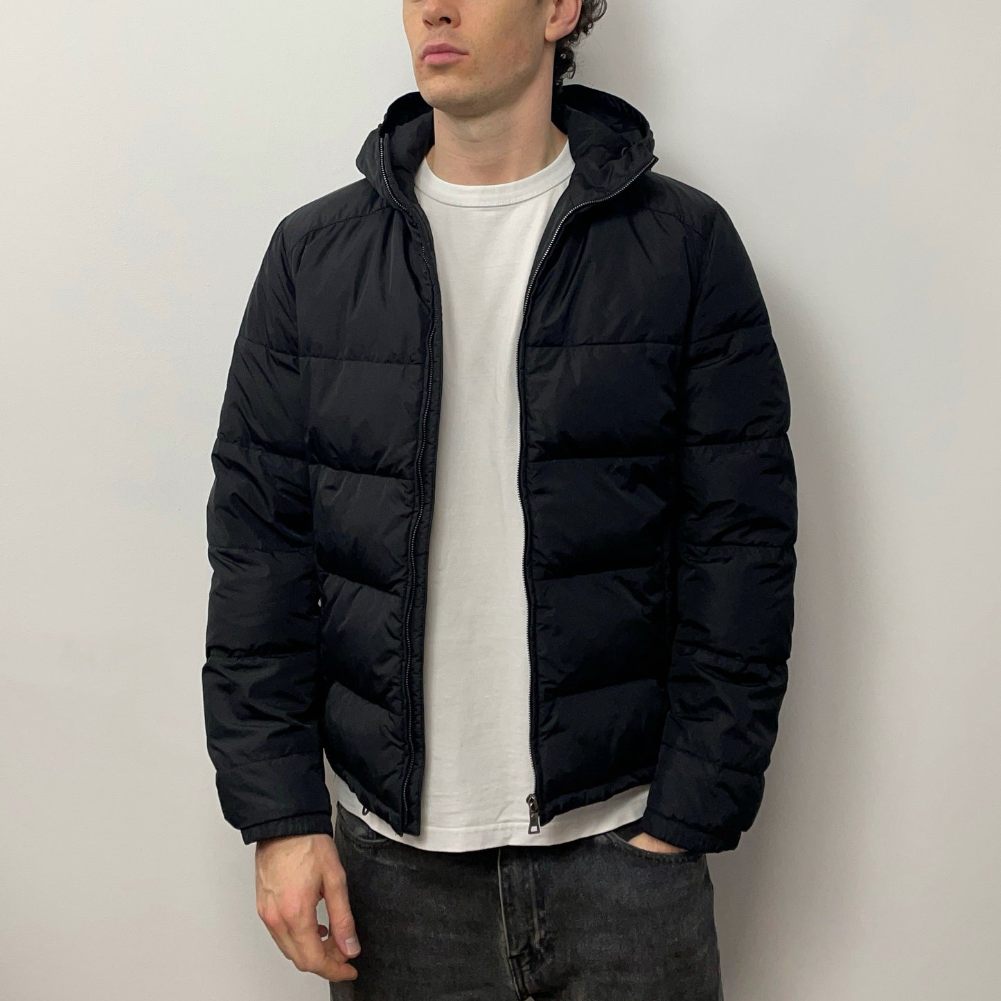 Prada Sport Black 2010 Nylon Down Hooded Puffer Jacket