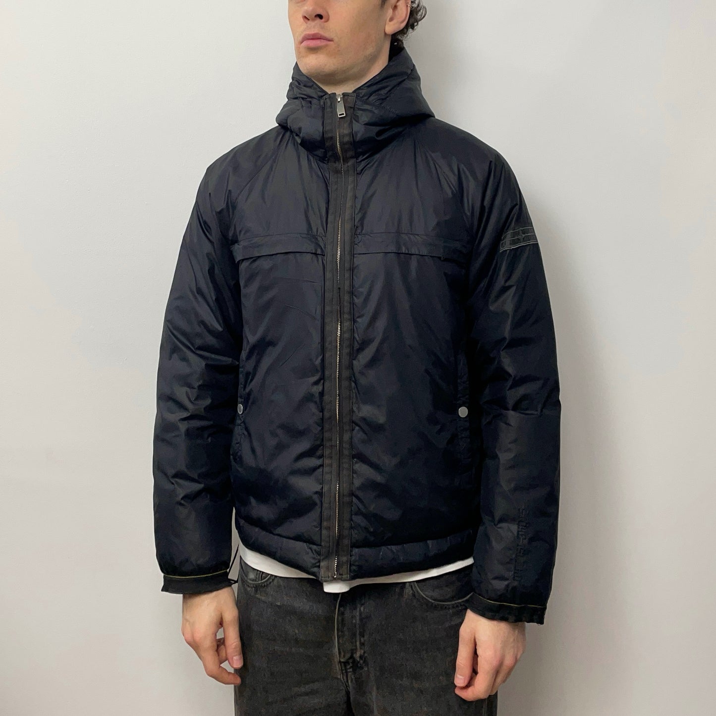 Stone Island Denims Black 00s Nylon Down Hooded Puffer Jacket