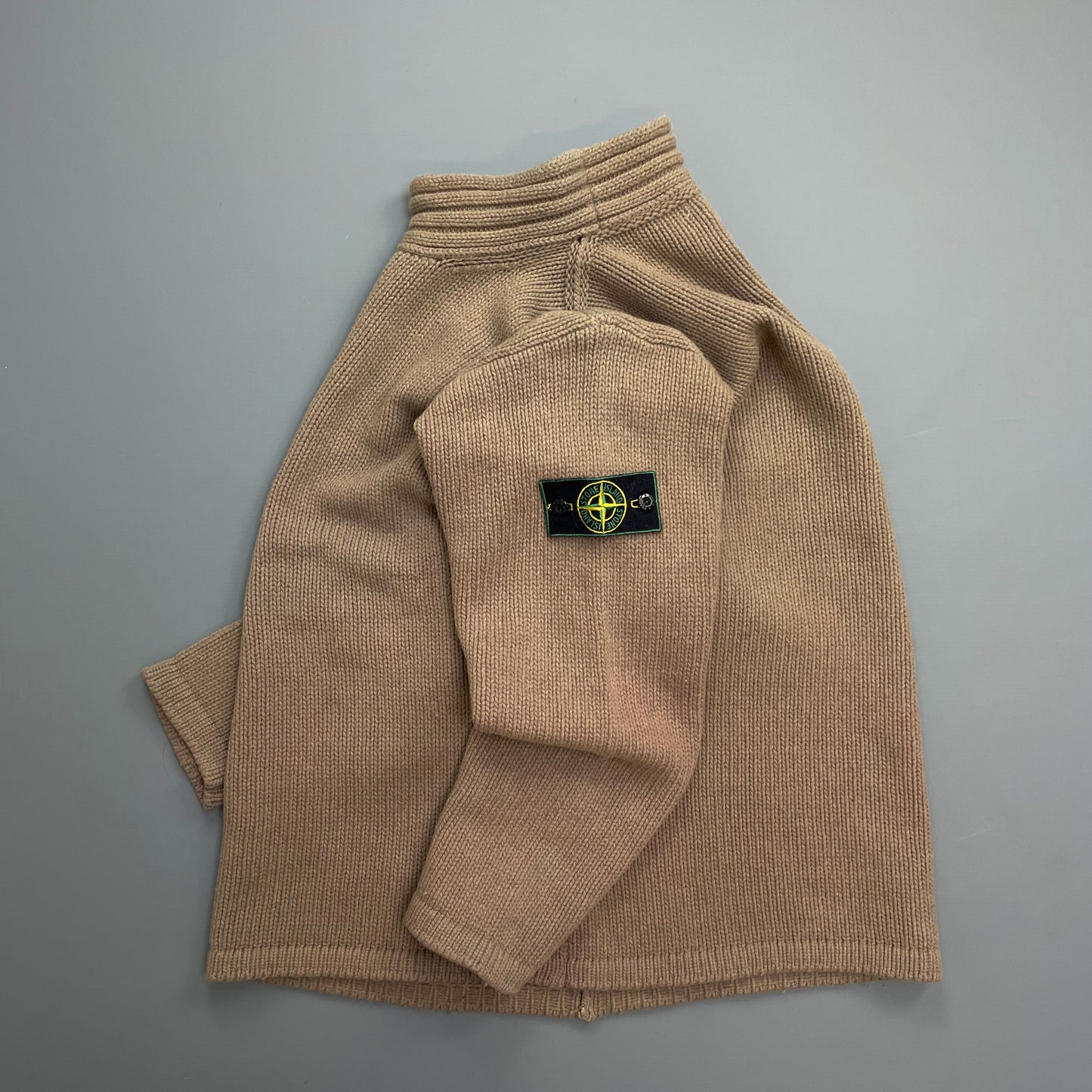 Stone Island Brown AW98 High-Neck Wool Knit Jumper